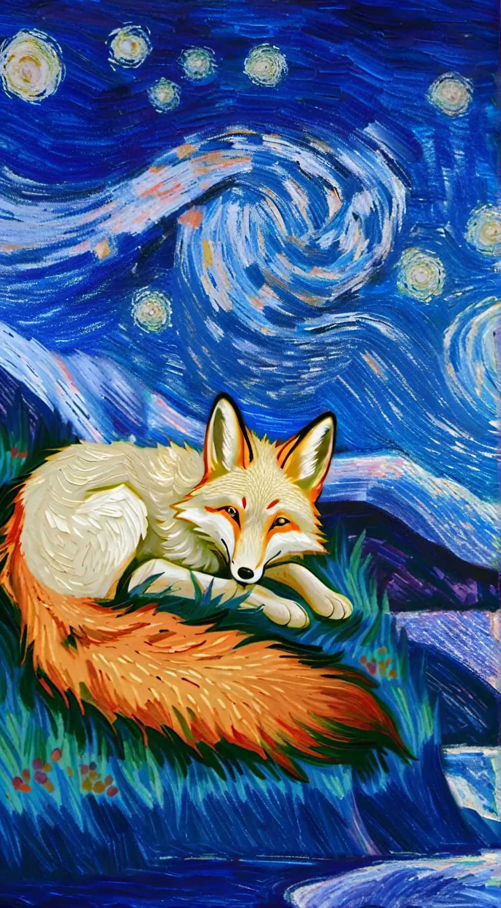 ai character: giant fox  background