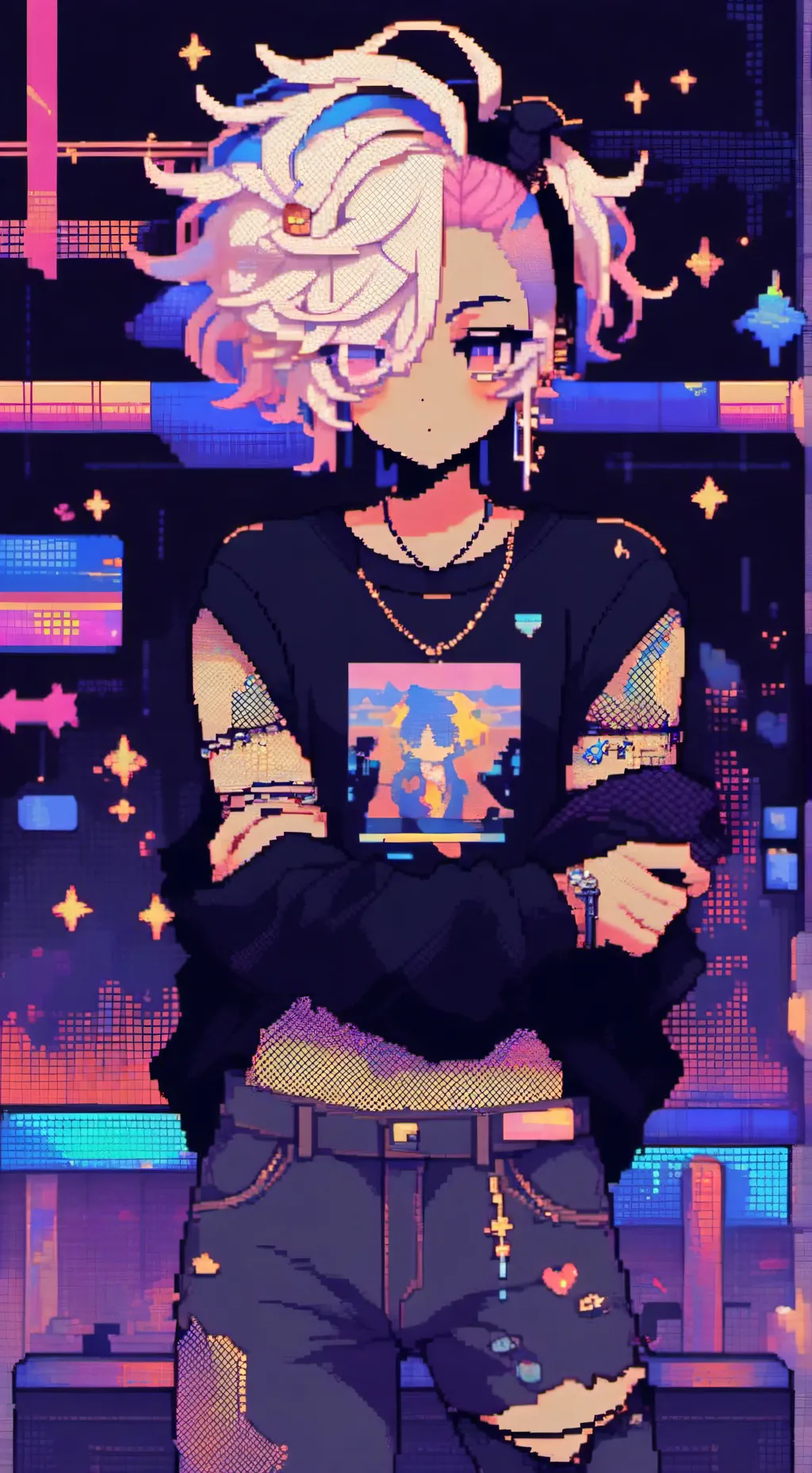 ai character: sharp mic up dance background