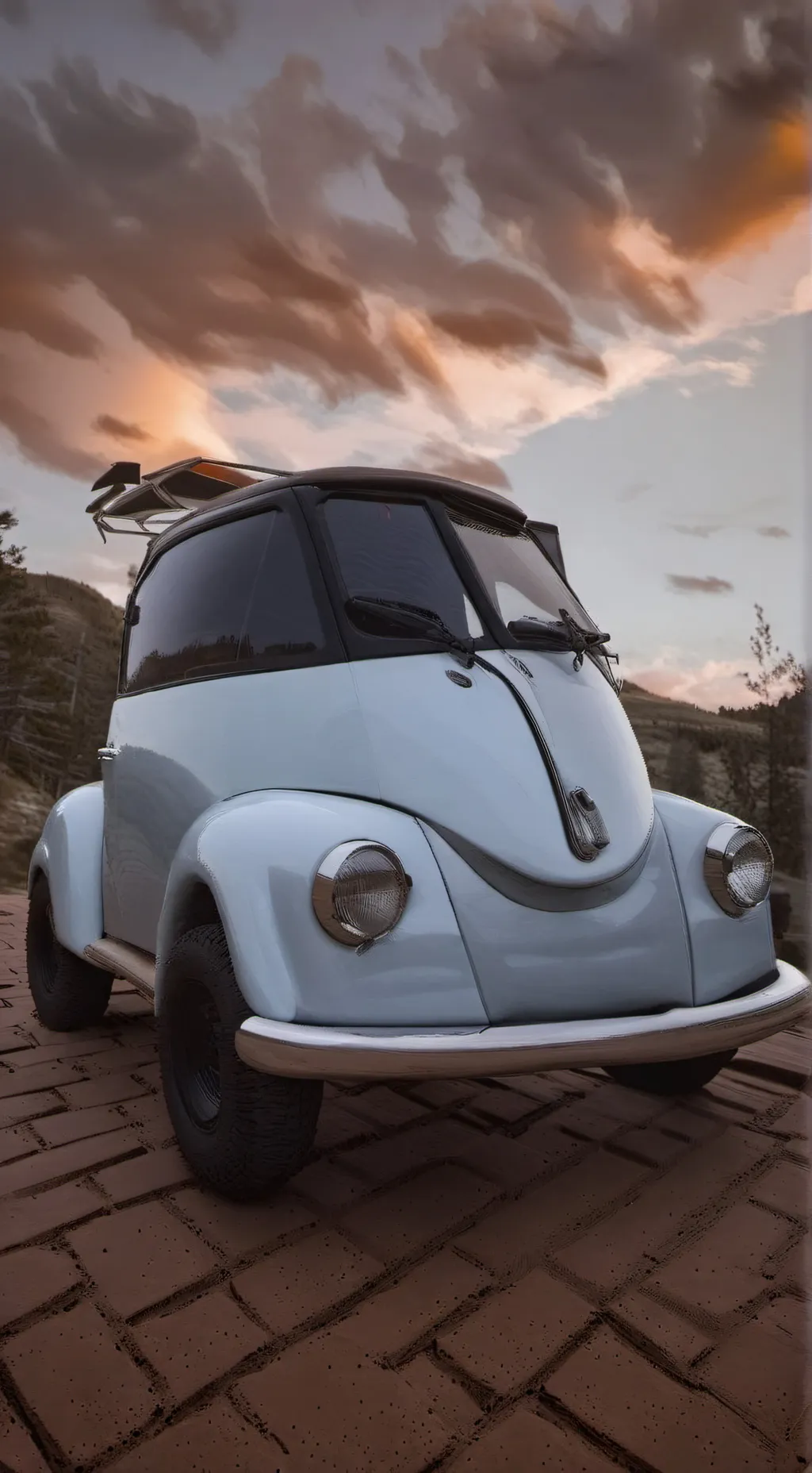ai character: goofy car meet background