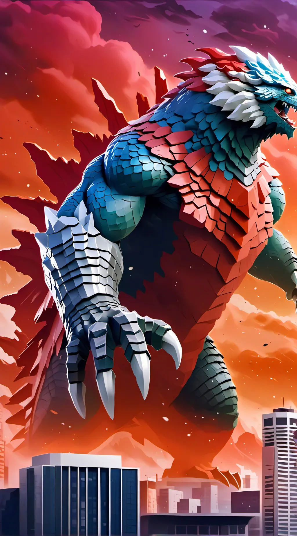 ai character: Godzilla Singular Point background