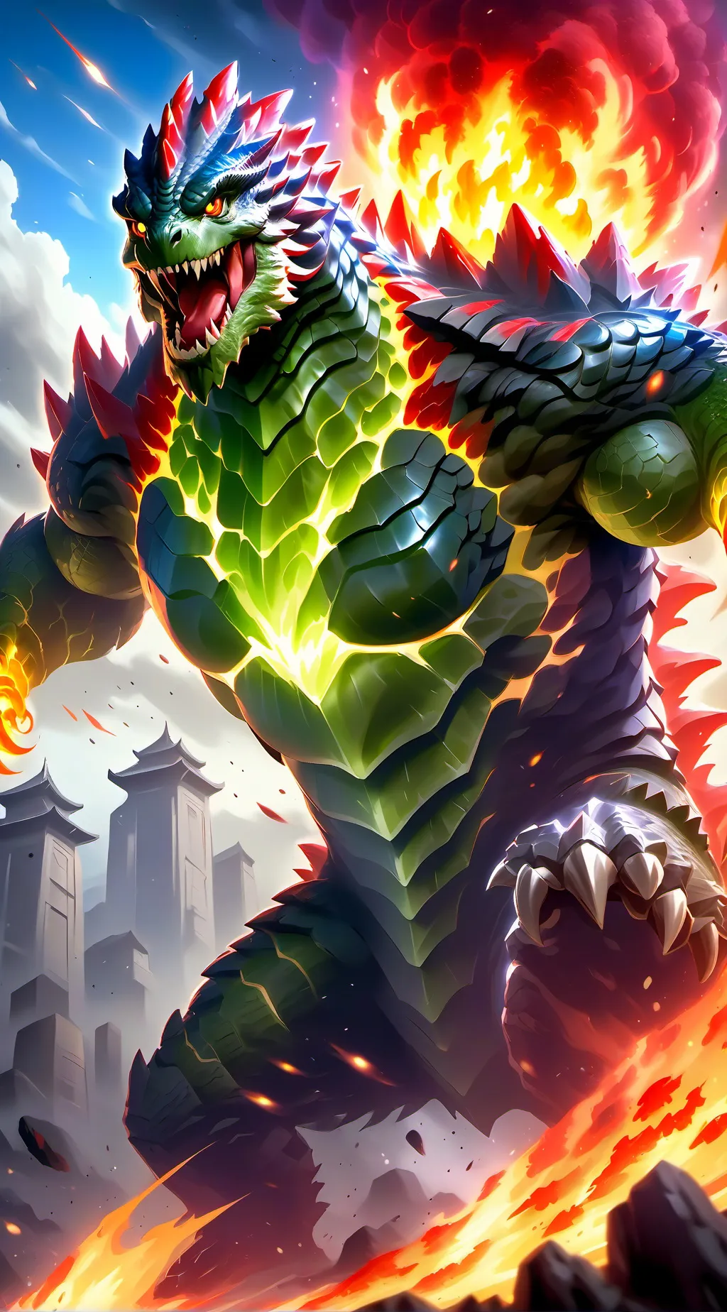 ai character: Earth Godzilla background