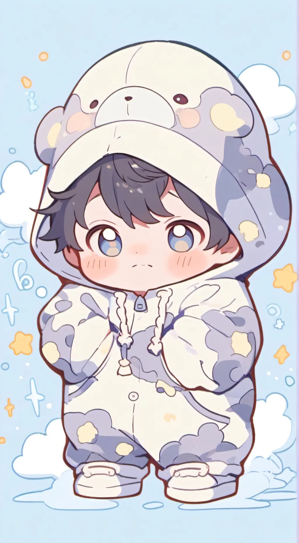 ai character: Grumpy pout  baby background