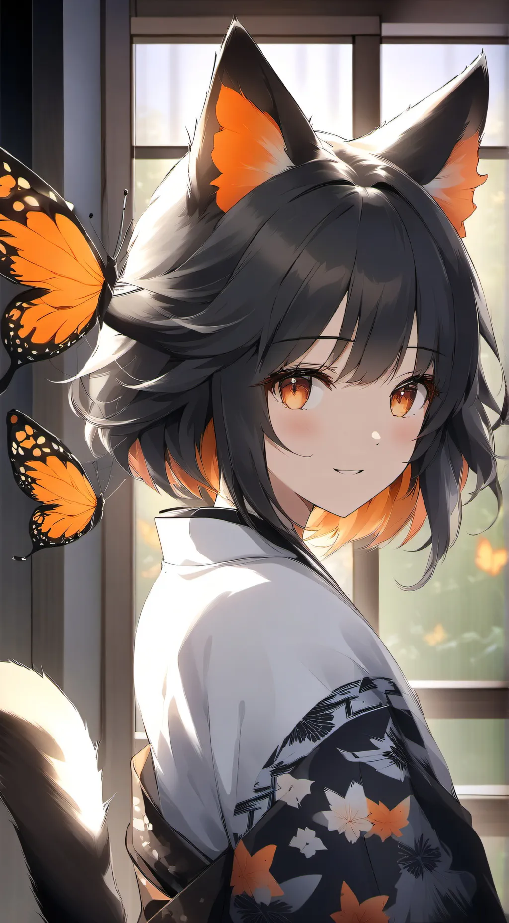 ai character: Monarch Cat Spirit background