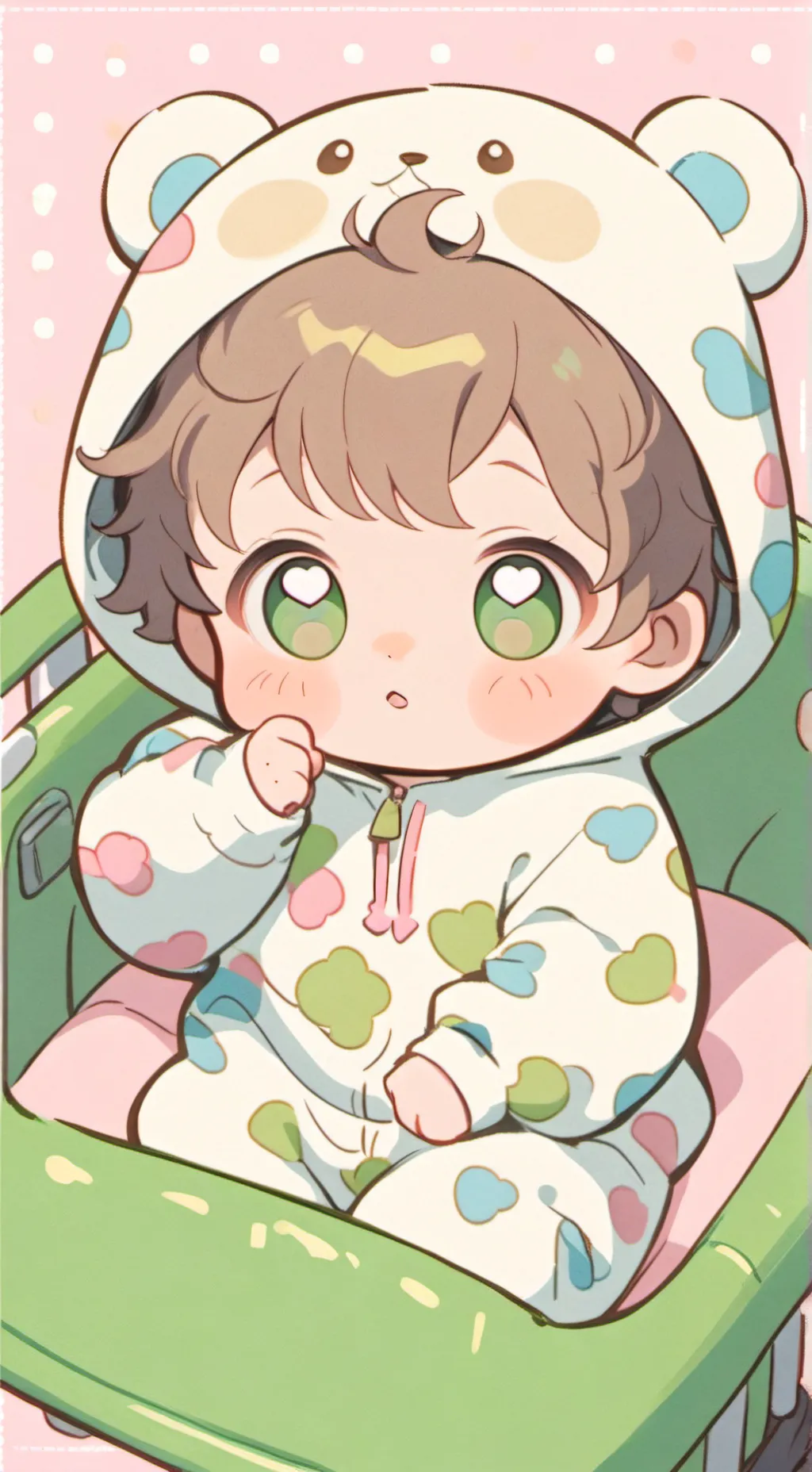 ai character: Lila baby and Olly background