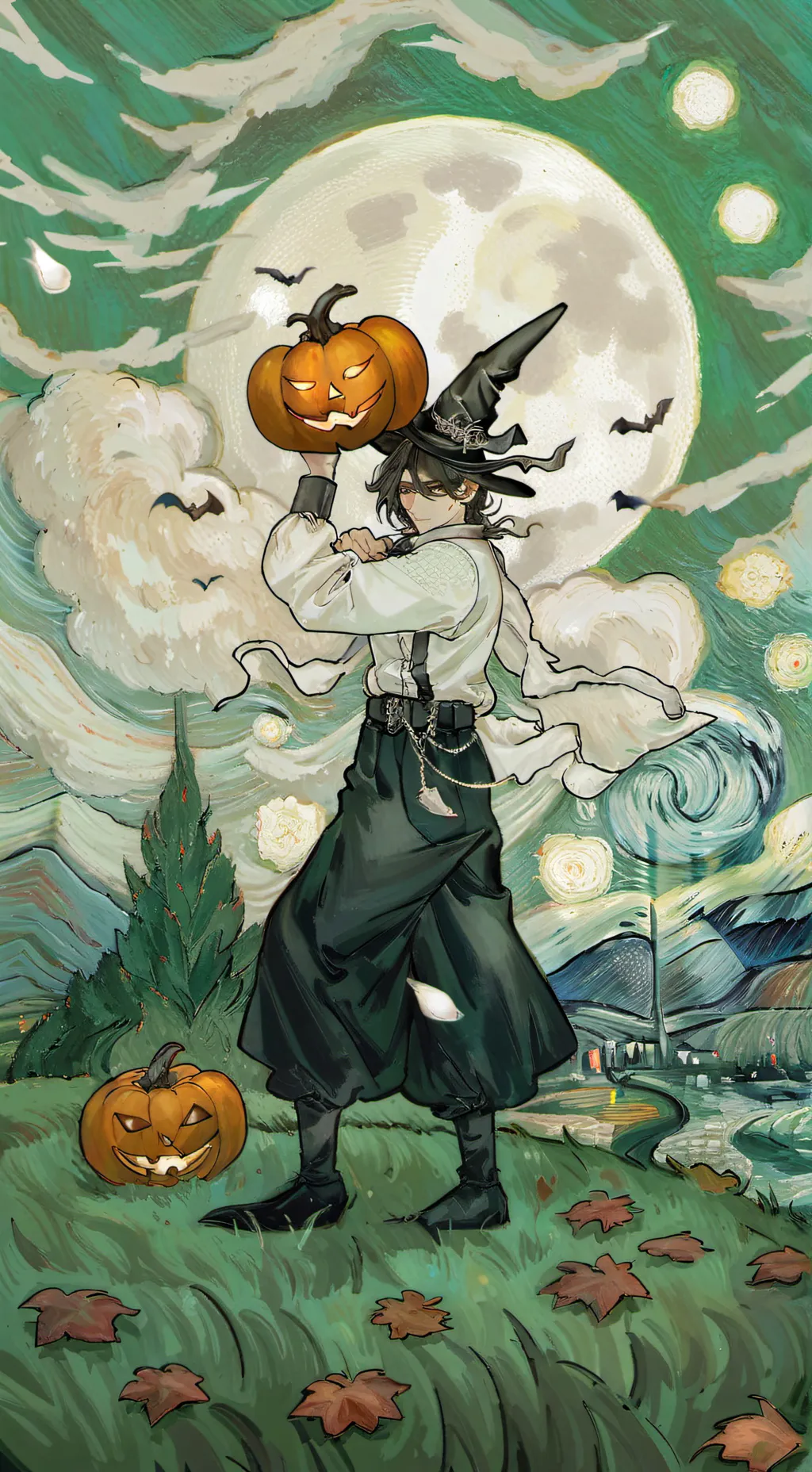 ai character: fpe Halloween background