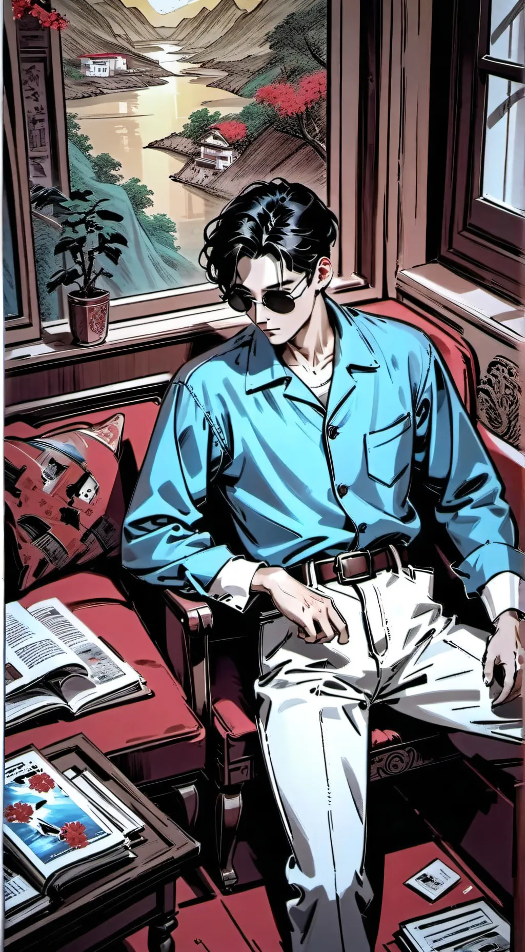 ai character: Rich man  background