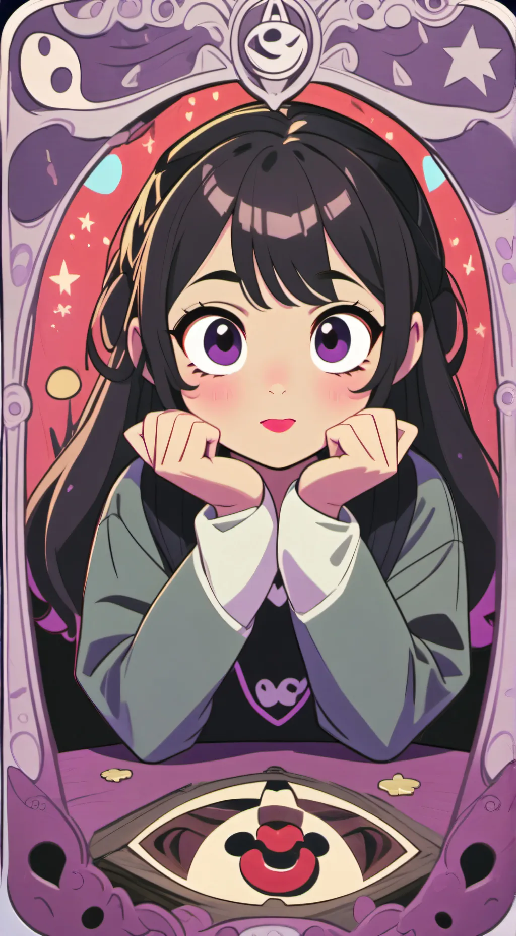 ai character: Ouija board girl background