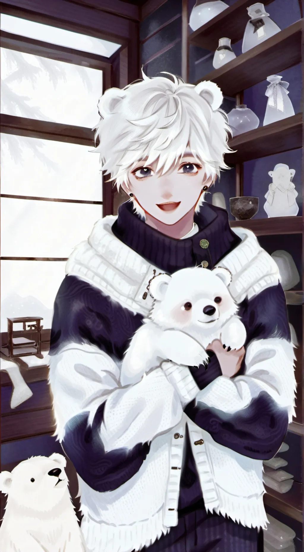 ai character: Snowball the Polar Bear Spirit background