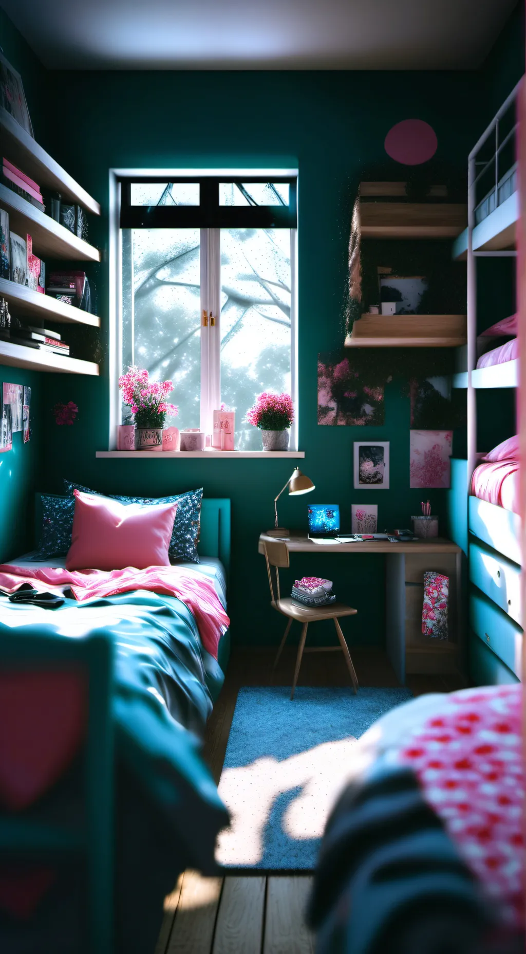 ai character: Kiersten's g dorm  background