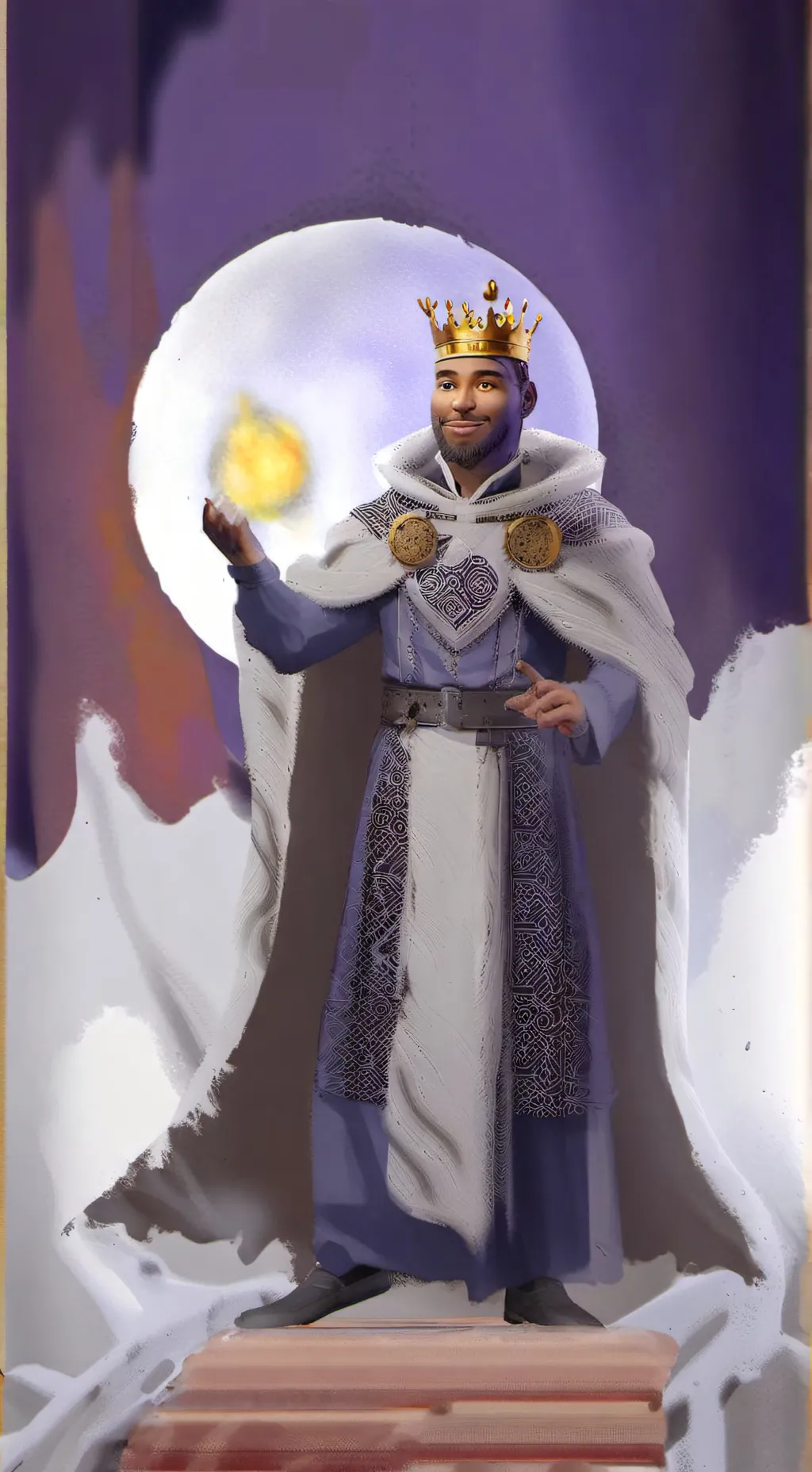 ai character: King Solon  background