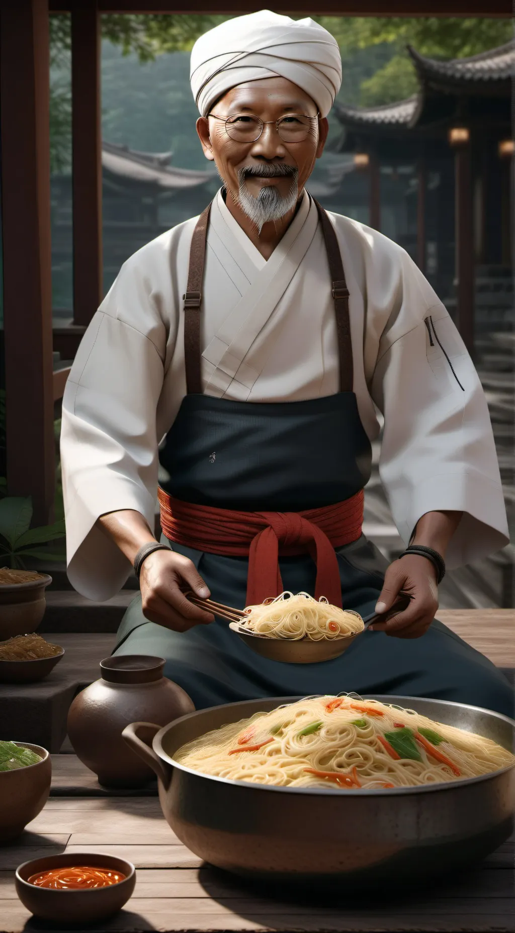 ai character: Korean noodles￼ background