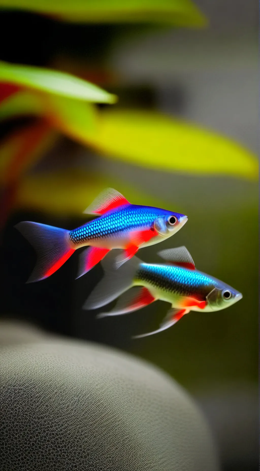 ai character: neon tetra fish background