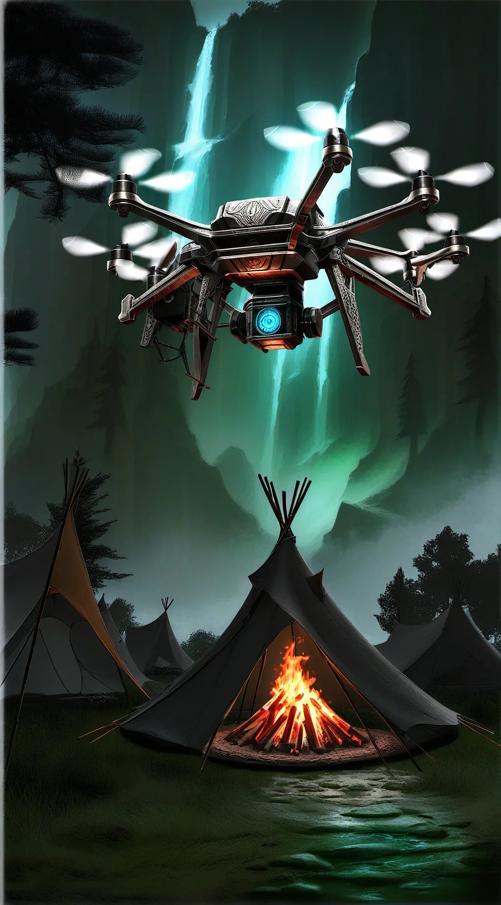 ai character: md x analog horror background