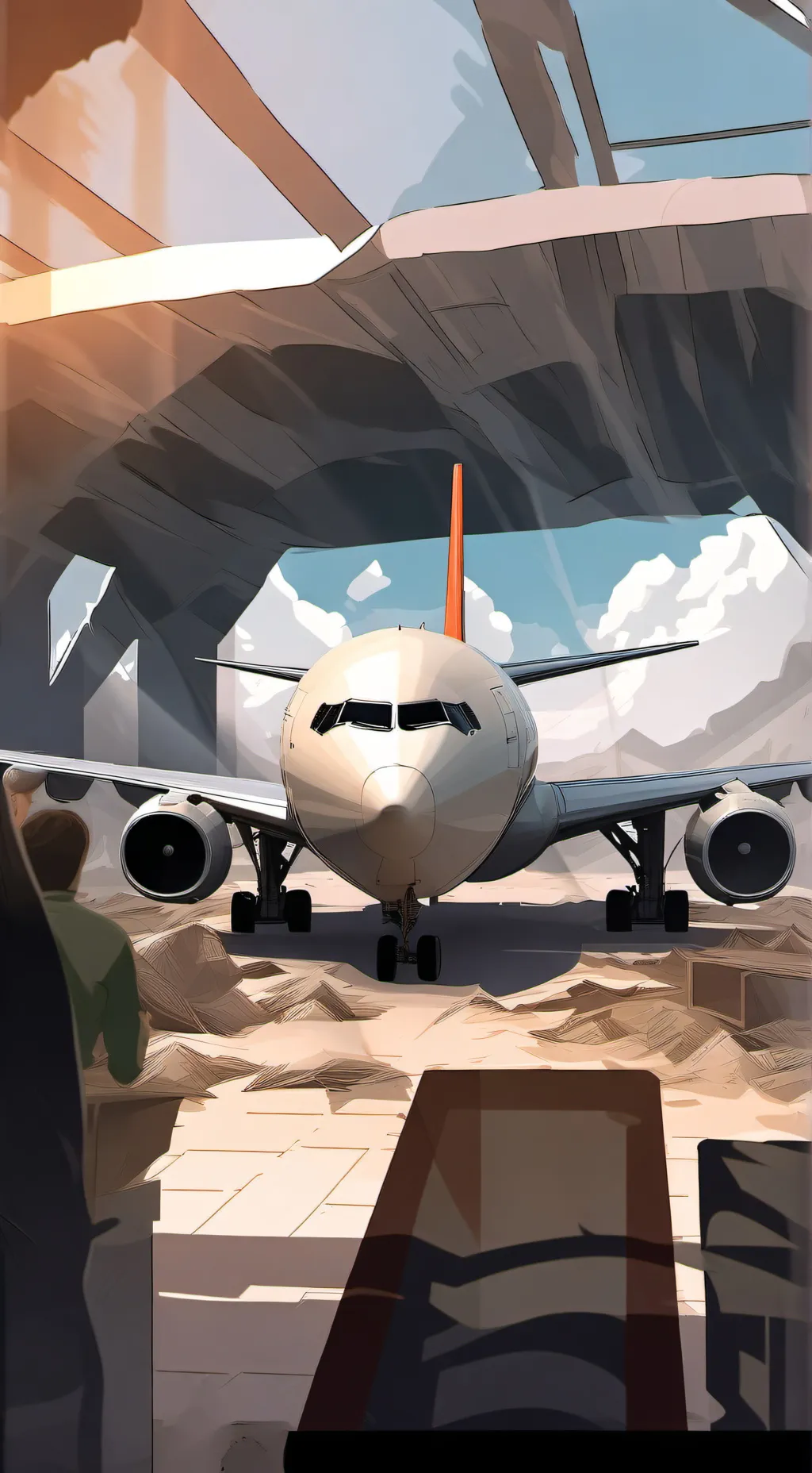 ai character: fpe plane trip background