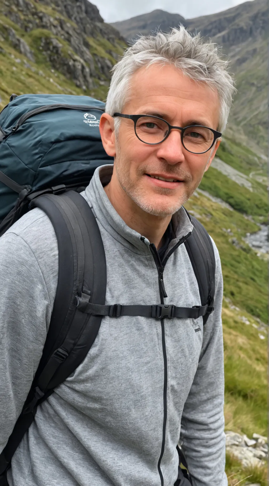 ai character: Andrew Hiking background