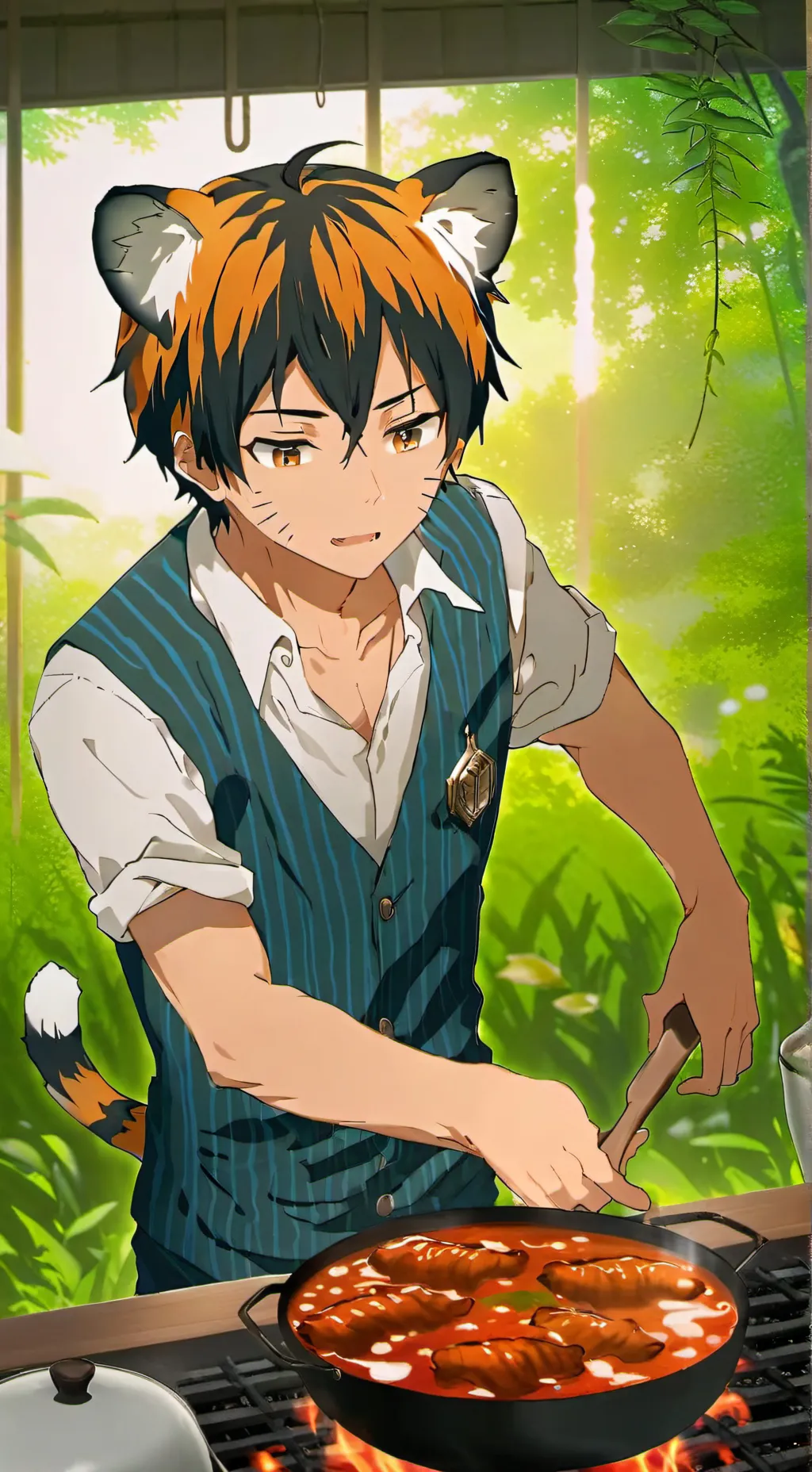 ai character: Striped Tiger Spirit background