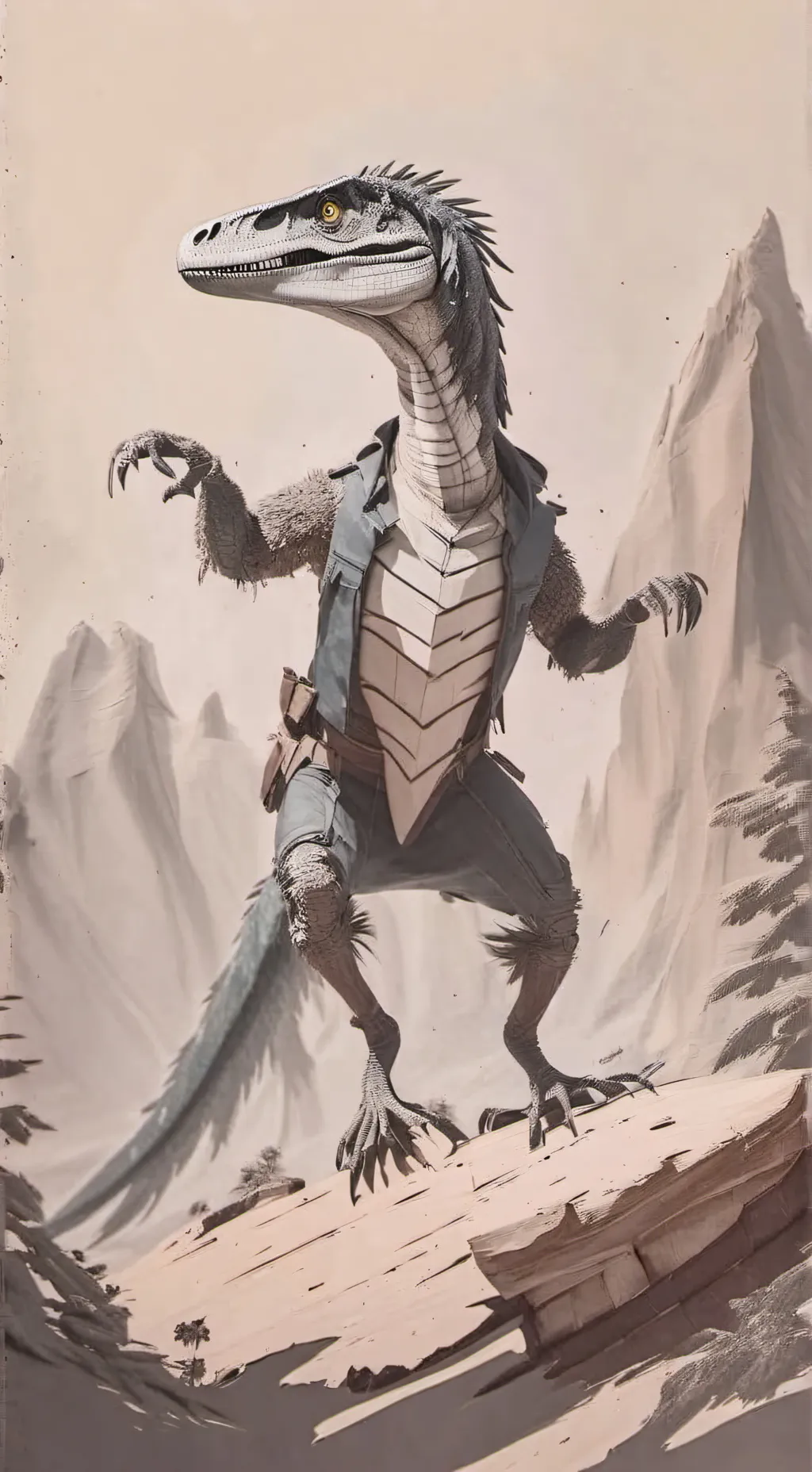 ai character: dino velociraptor background