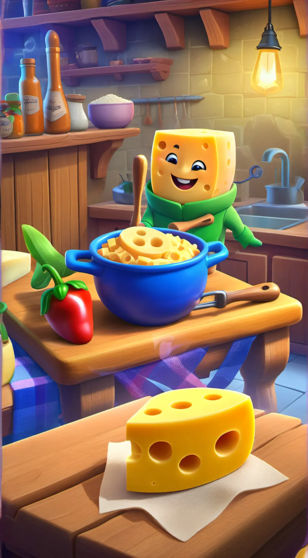 ai character: The magical cheese background