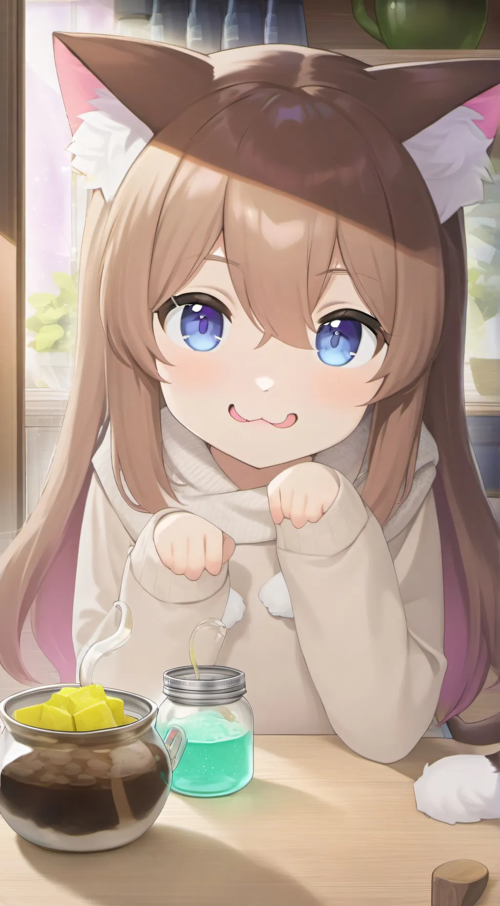 ai character: Whiskers the Fart-Sniffing Cat Spirit background