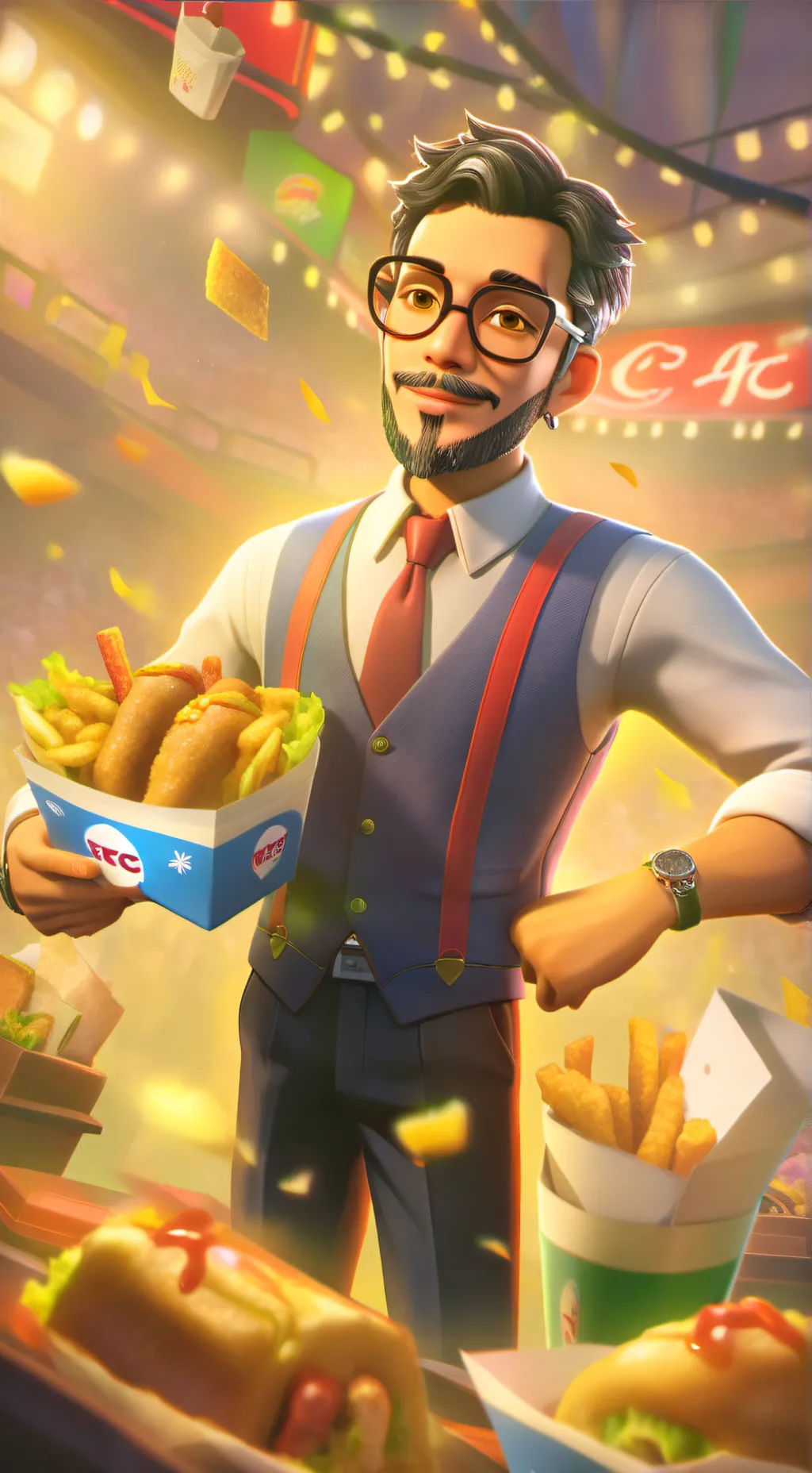 ai character: the KFC guy background