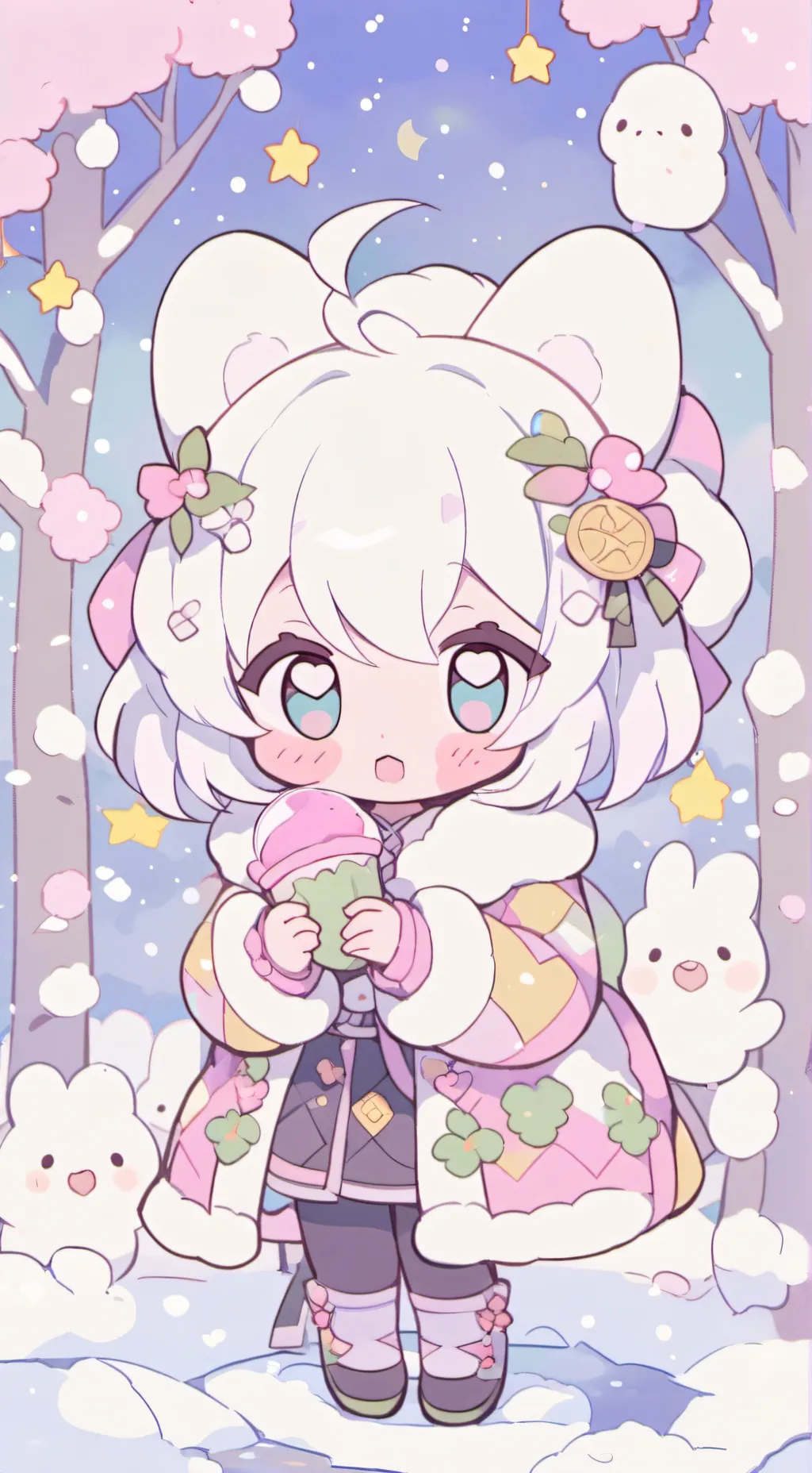 ai character: snowy background