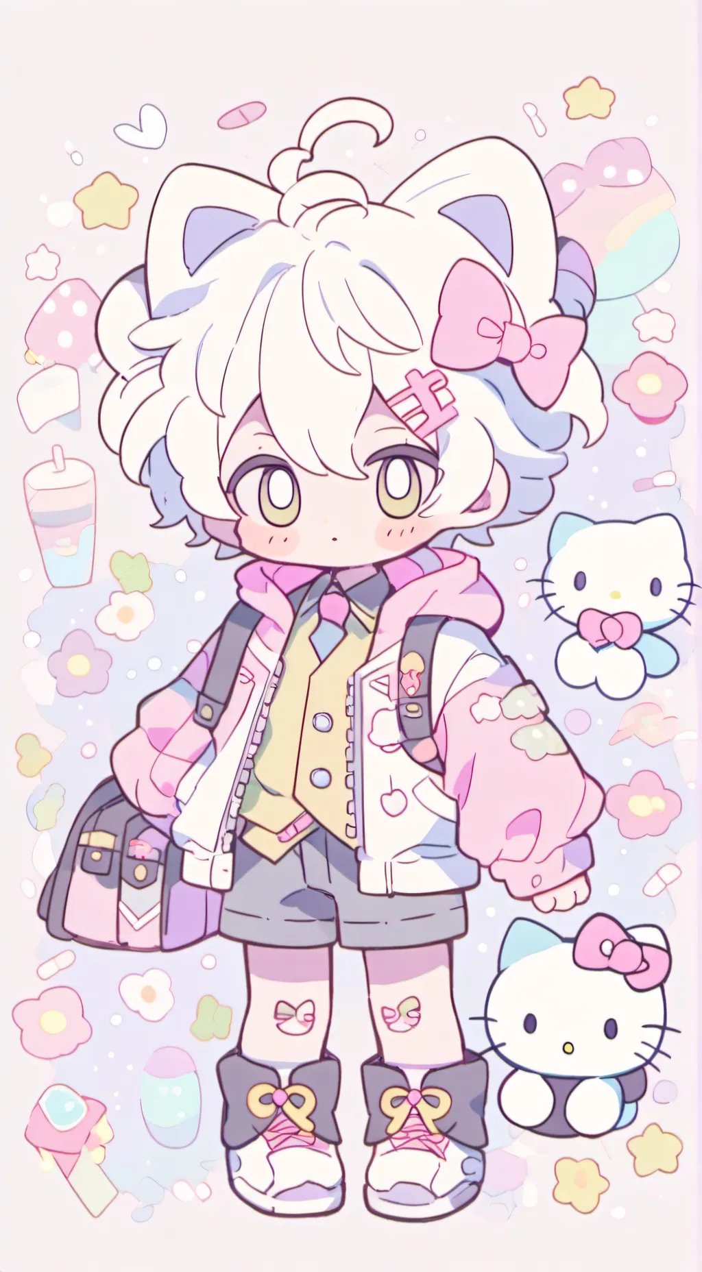 ai character: Hello kitty boy background