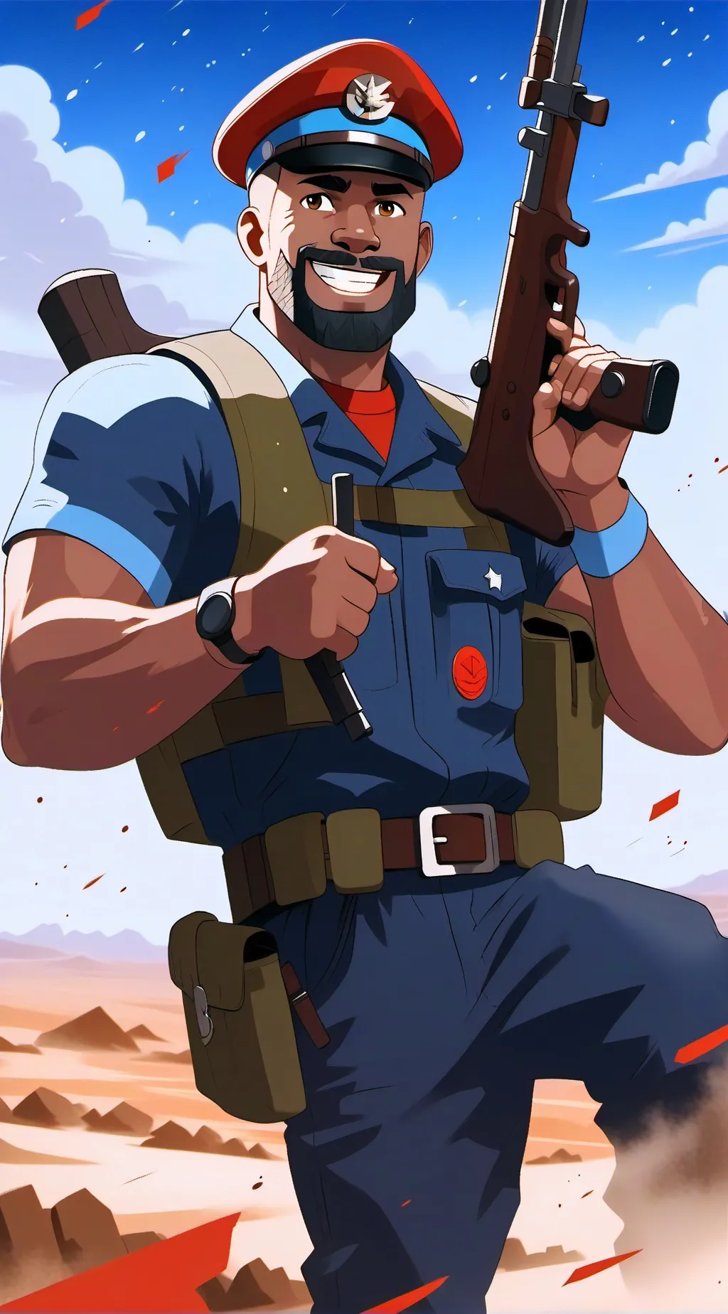 ai character: me war Guy  background