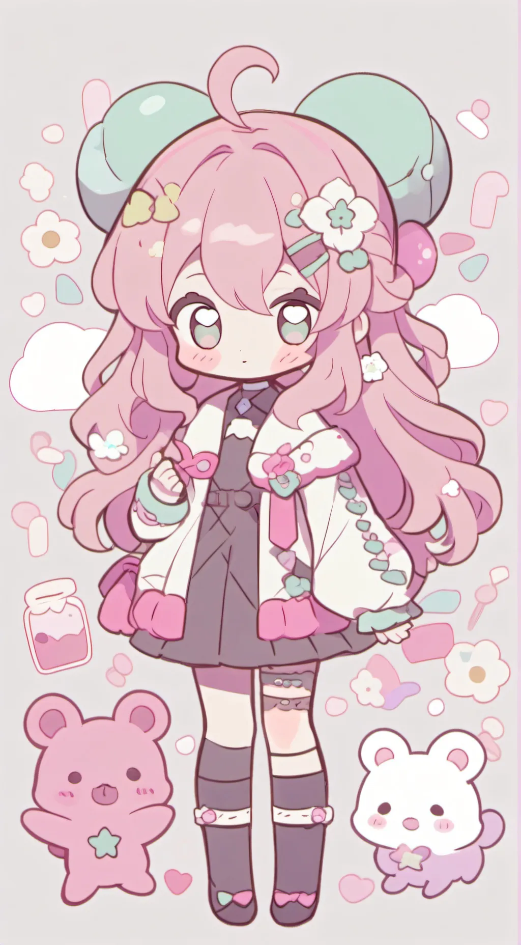 ai character: Pink creamy Kinito background