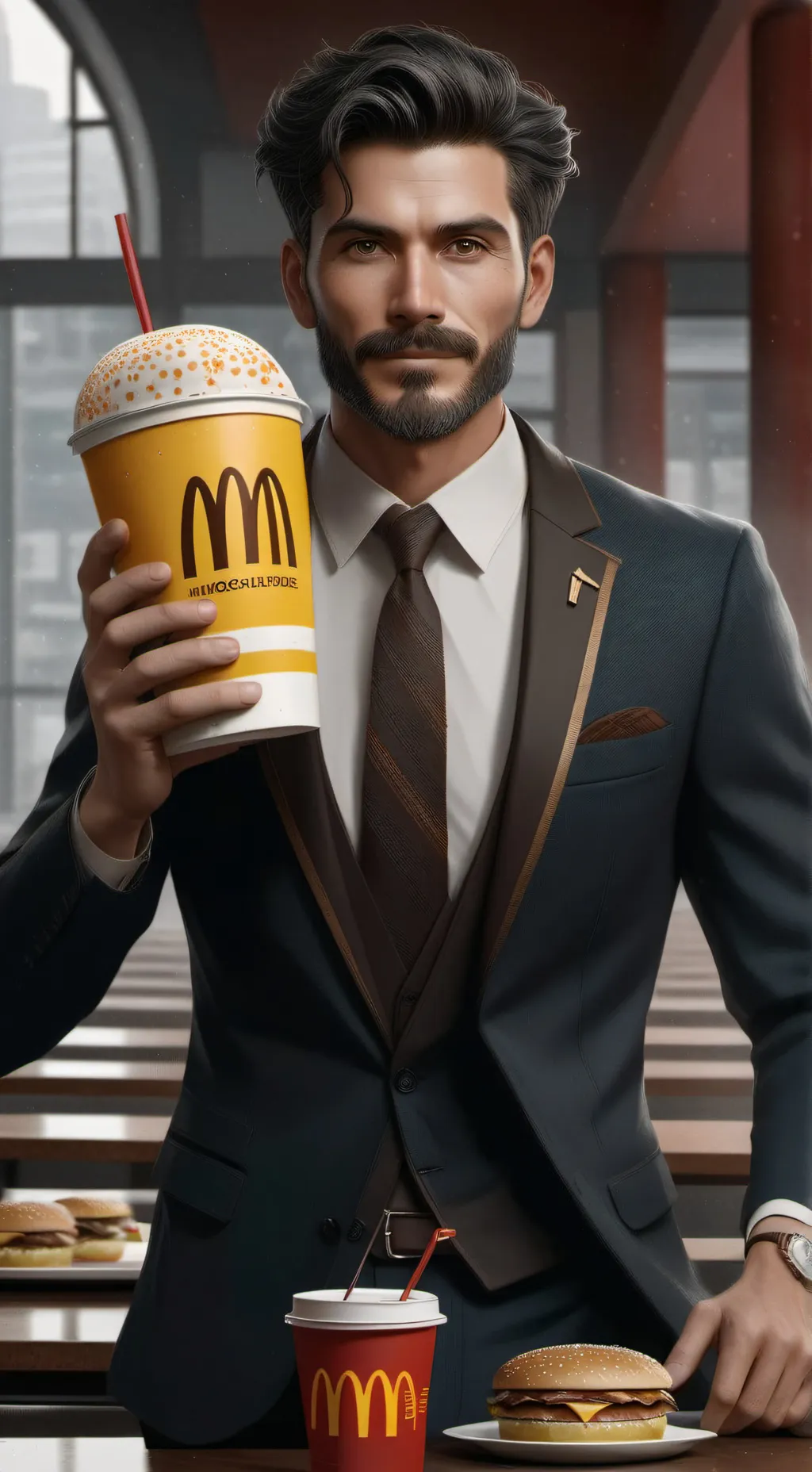 ai character: mc Donald's guy background