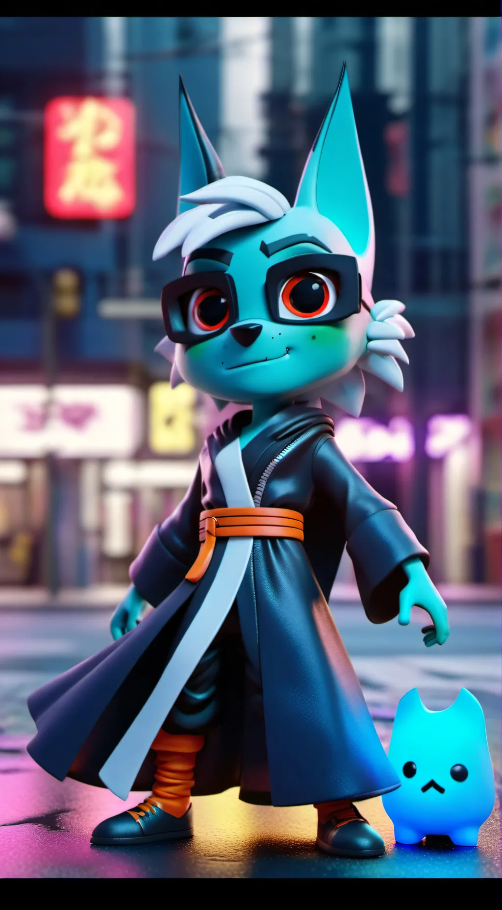 ai character: AbdieL furry dark  background