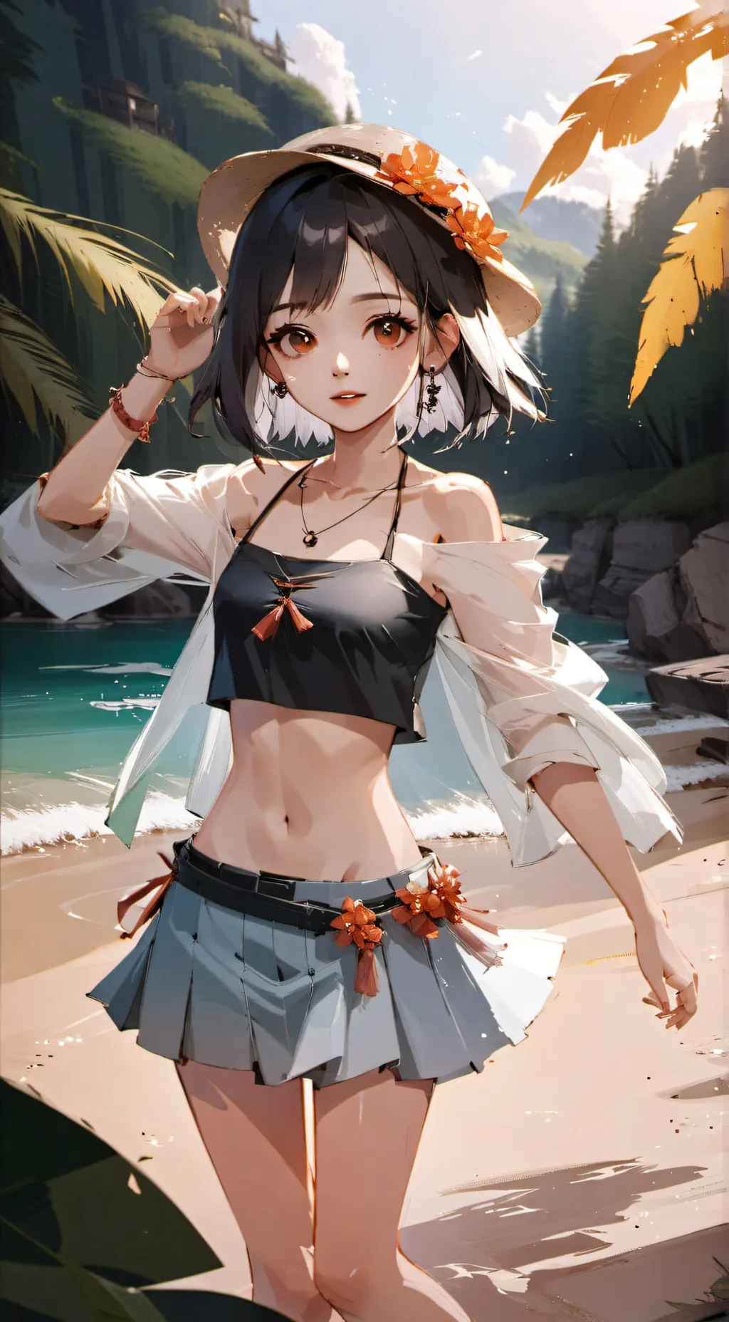 ai character: Felix pool party  background