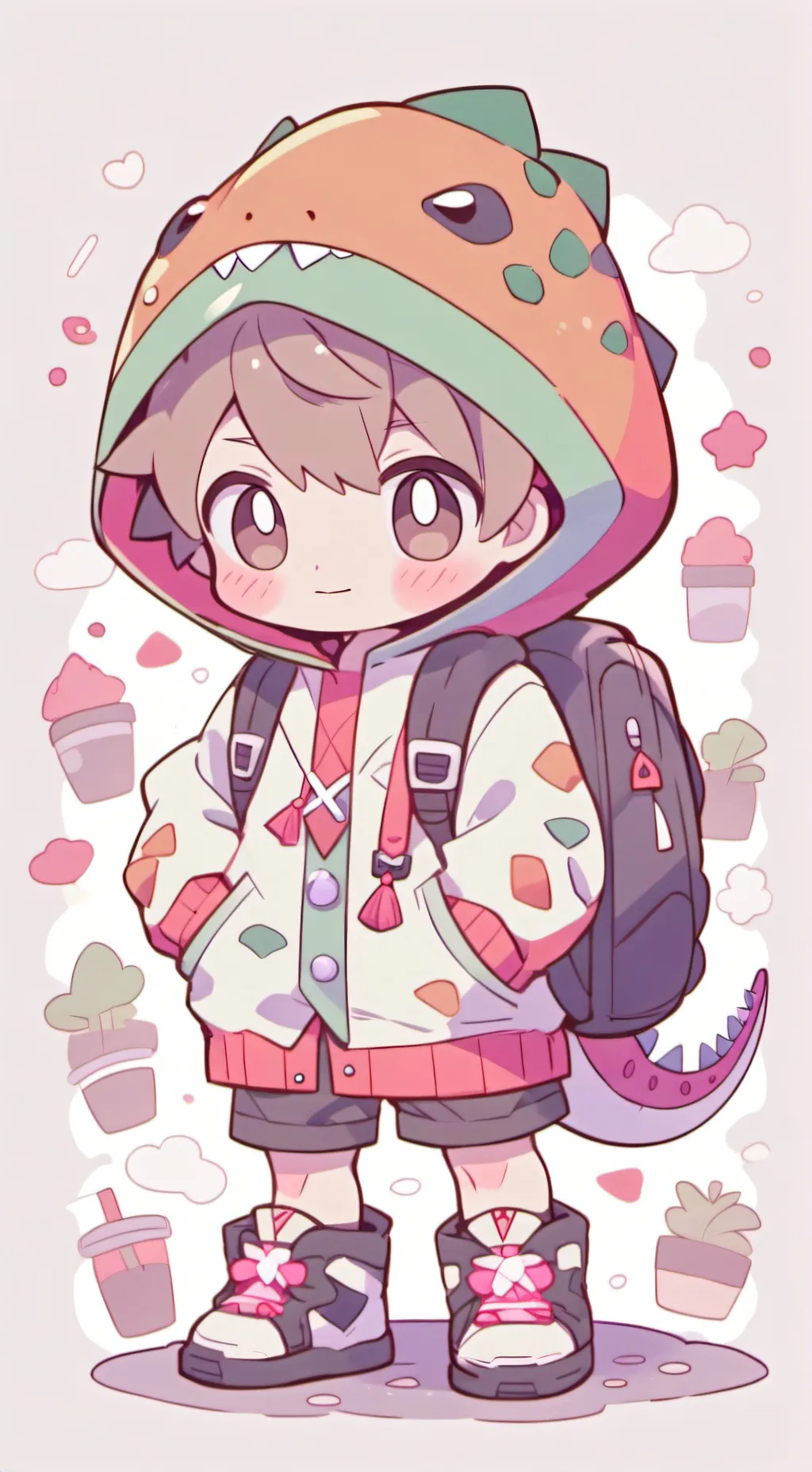 ai character: Dino kid  background