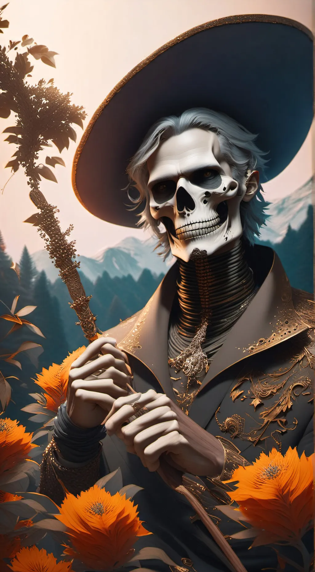 ai character: skeleton  background