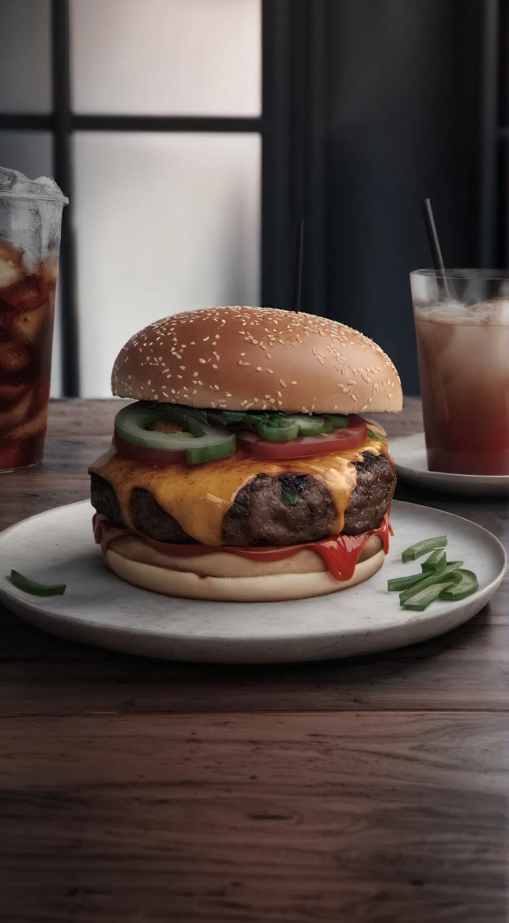 ai character: PizzaBurger  background