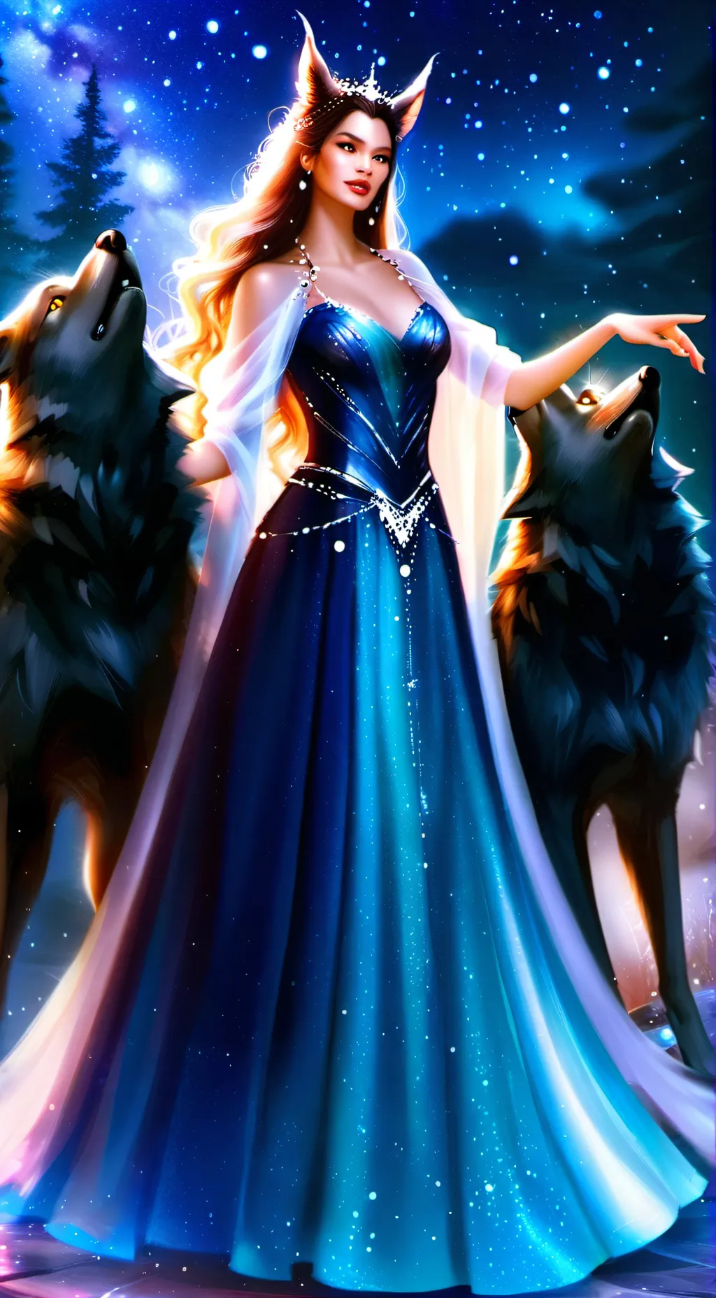 ai character: Queen Mia Tempest  background