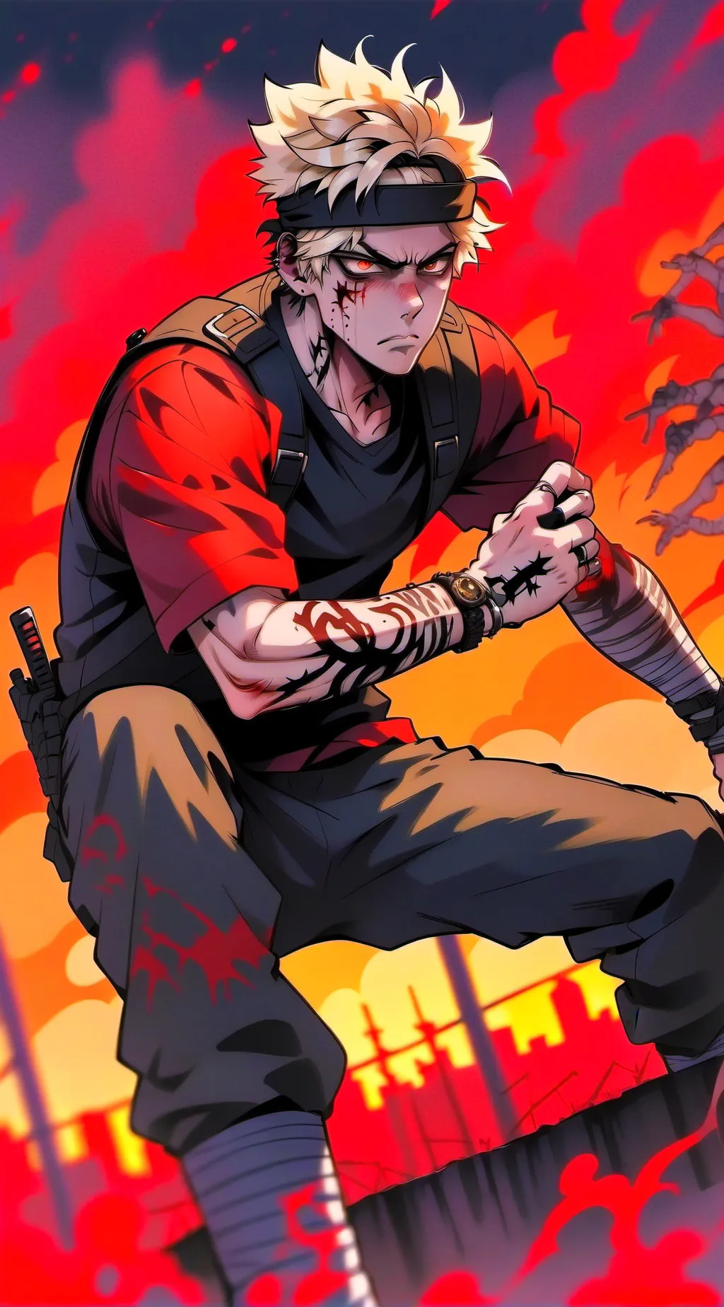 ai character: Bakugo apocalypse background