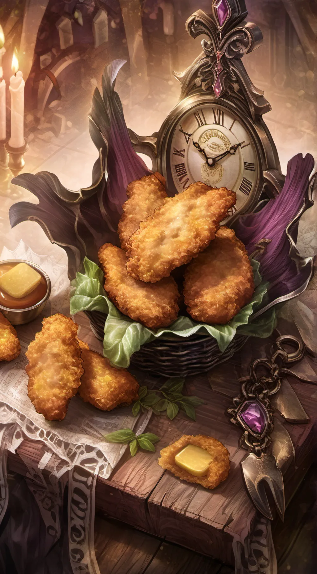 ai character: Chicken nugget background