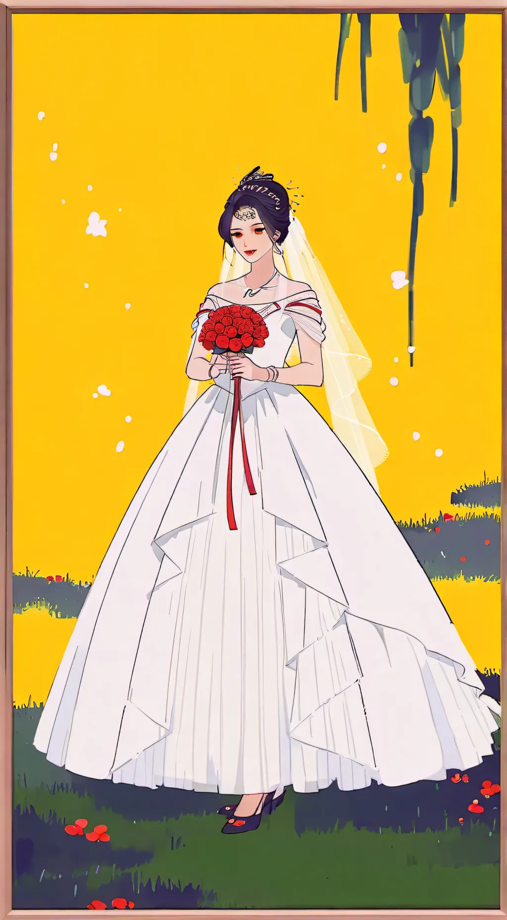 ai character: Rujinu wedding background