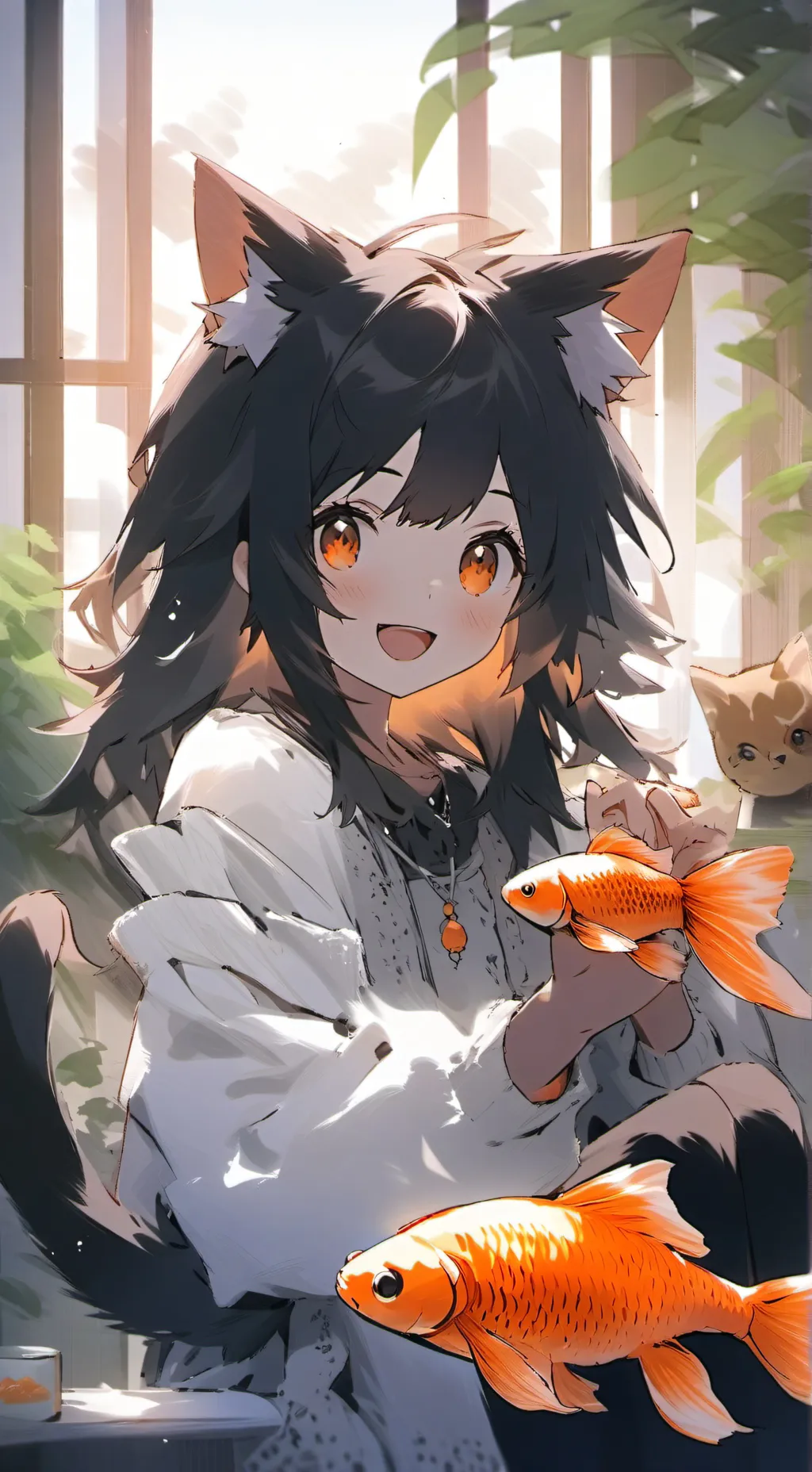 ai character: Oranfish the Cat Spirit background