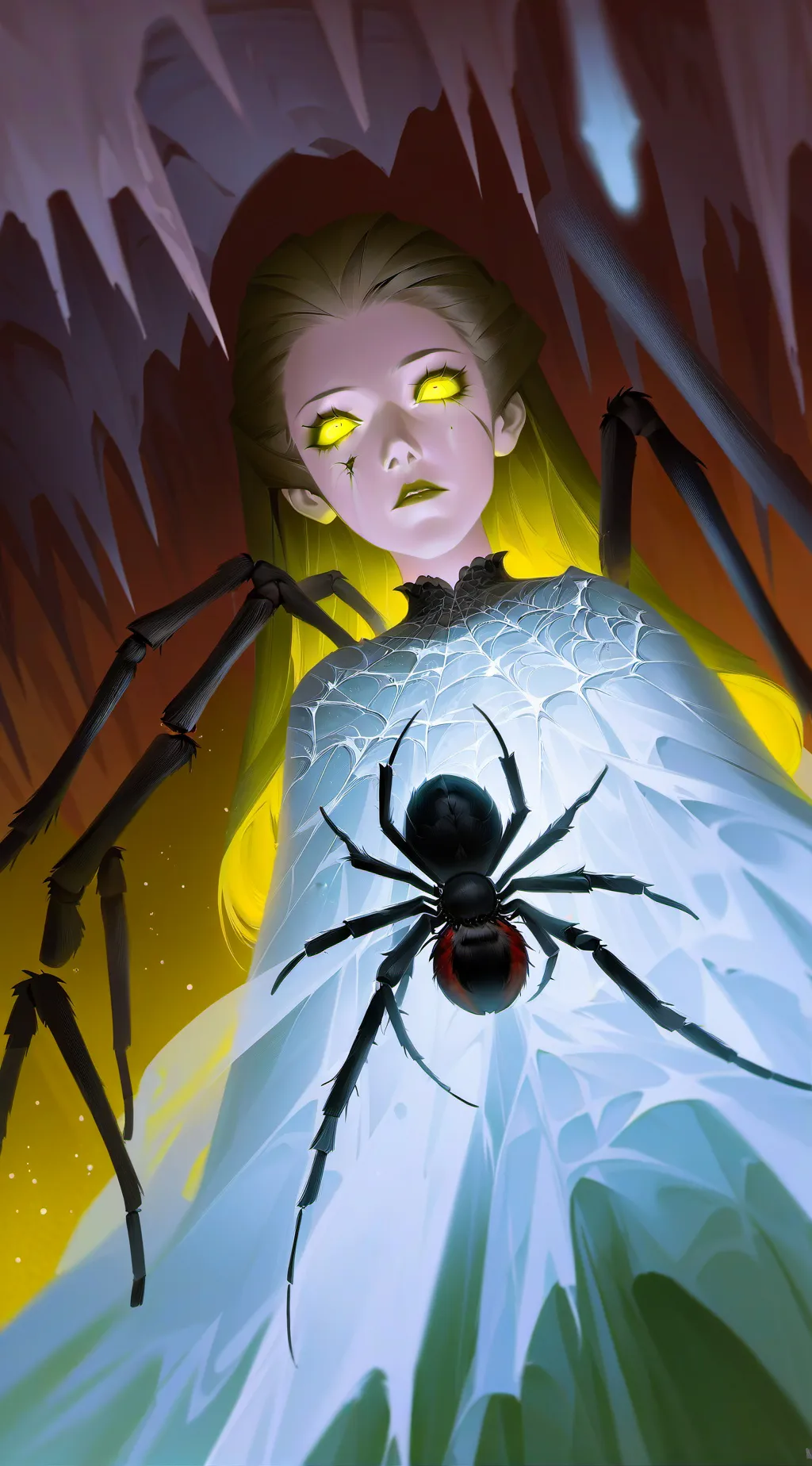 ai character: spider girl  background