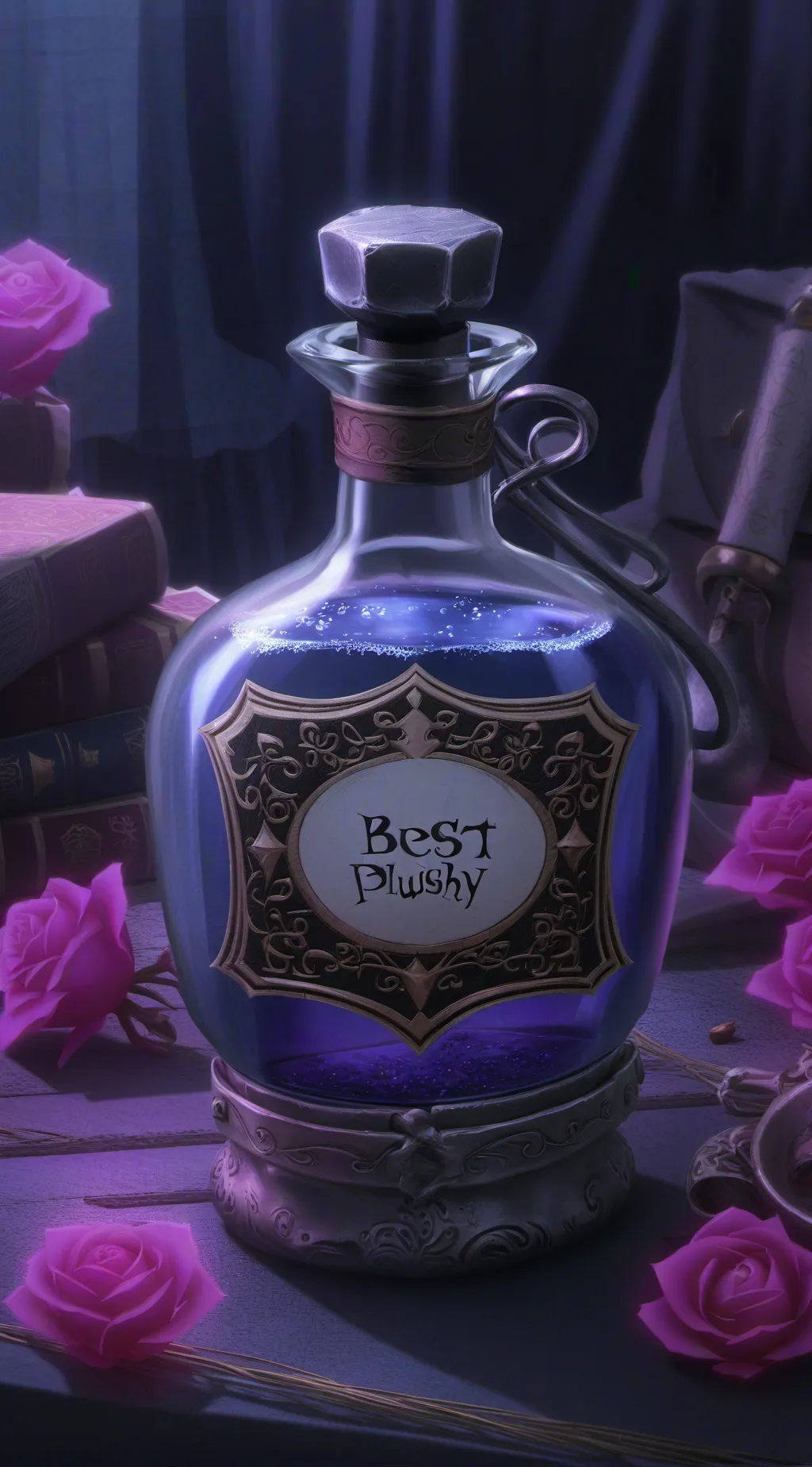 ai character: Plush potion background