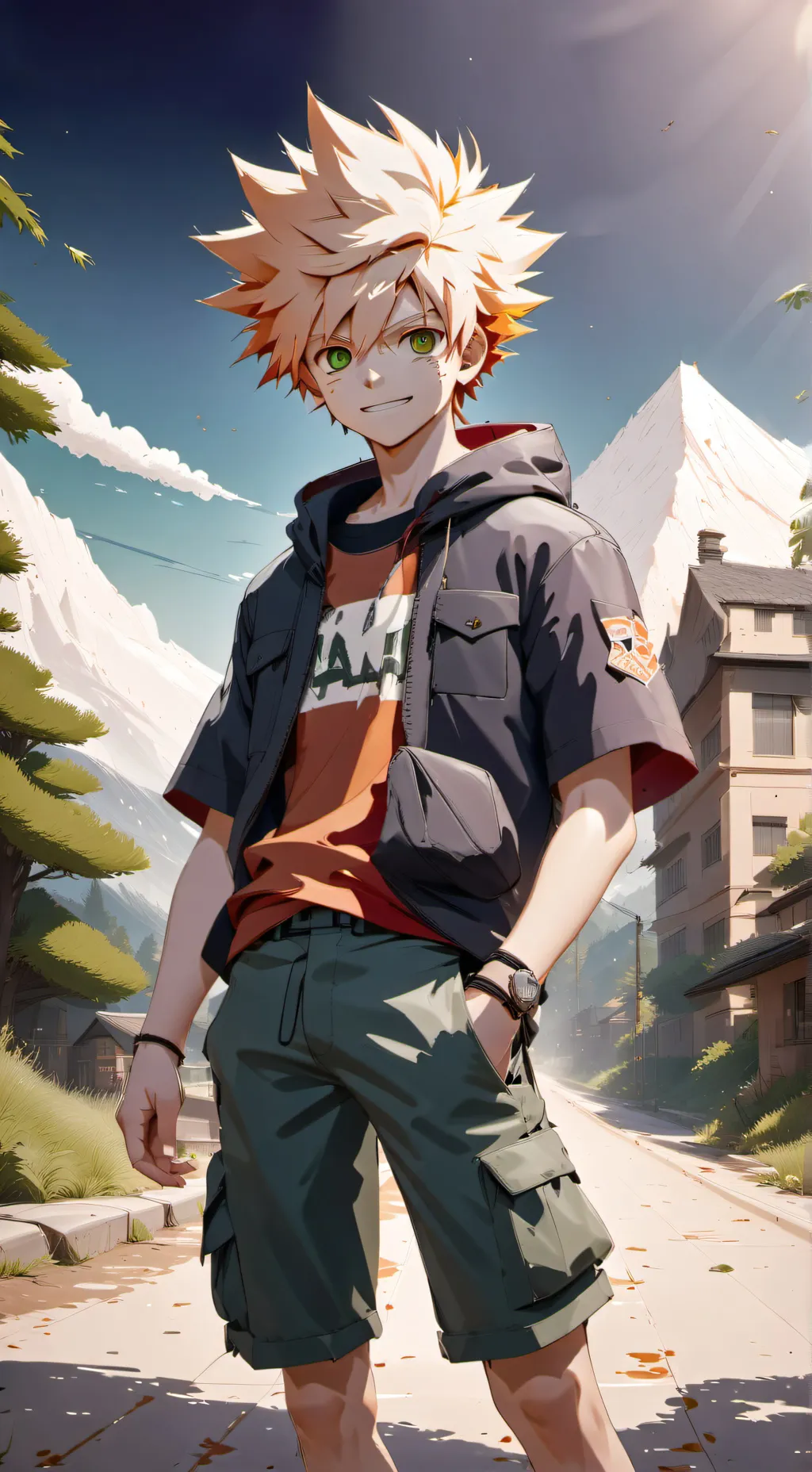 ai character: Katsuki Bakugo  background
