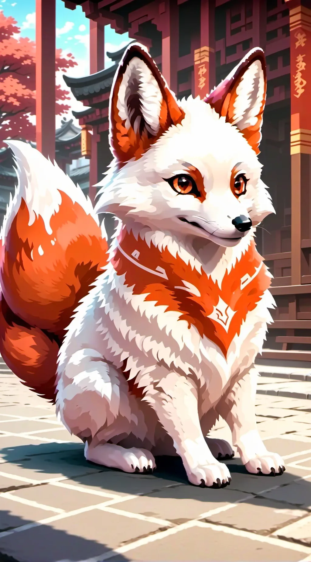 ai character: Fat Baby kitsune  background