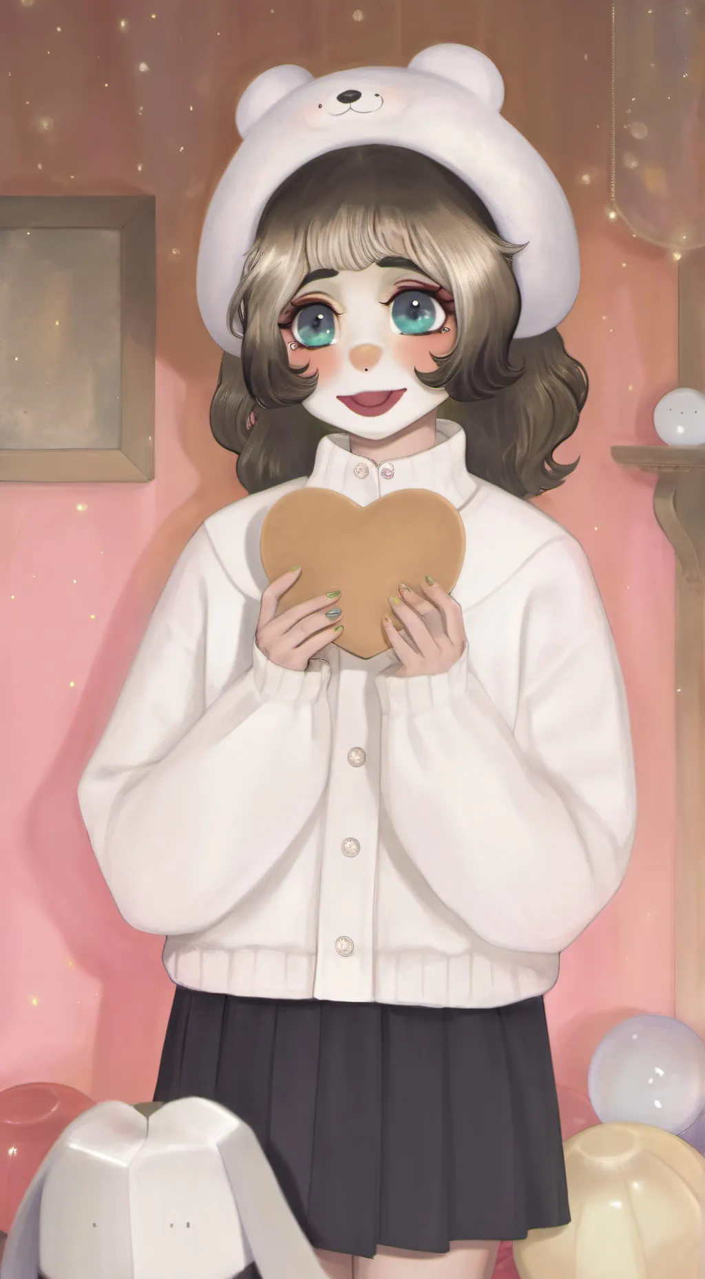 ai character: Mitzi human mozzar background