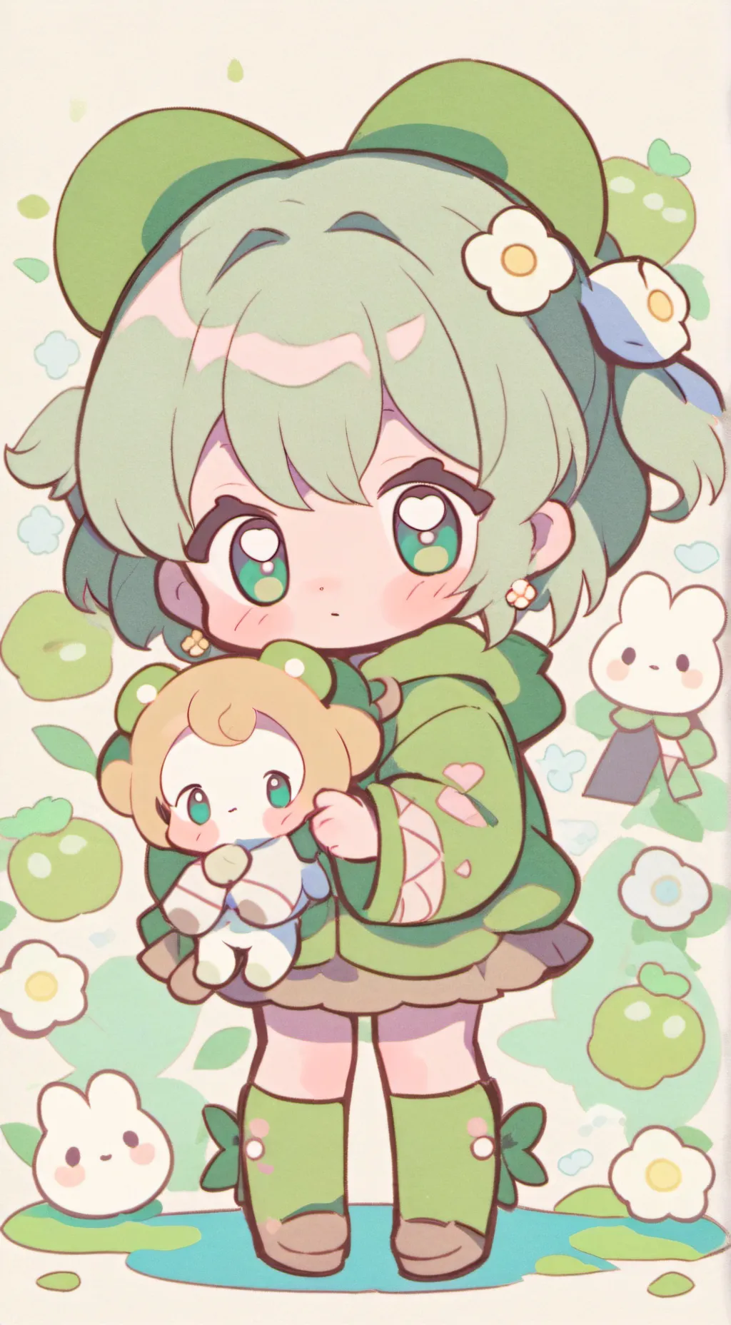 ai character: two baby girls background