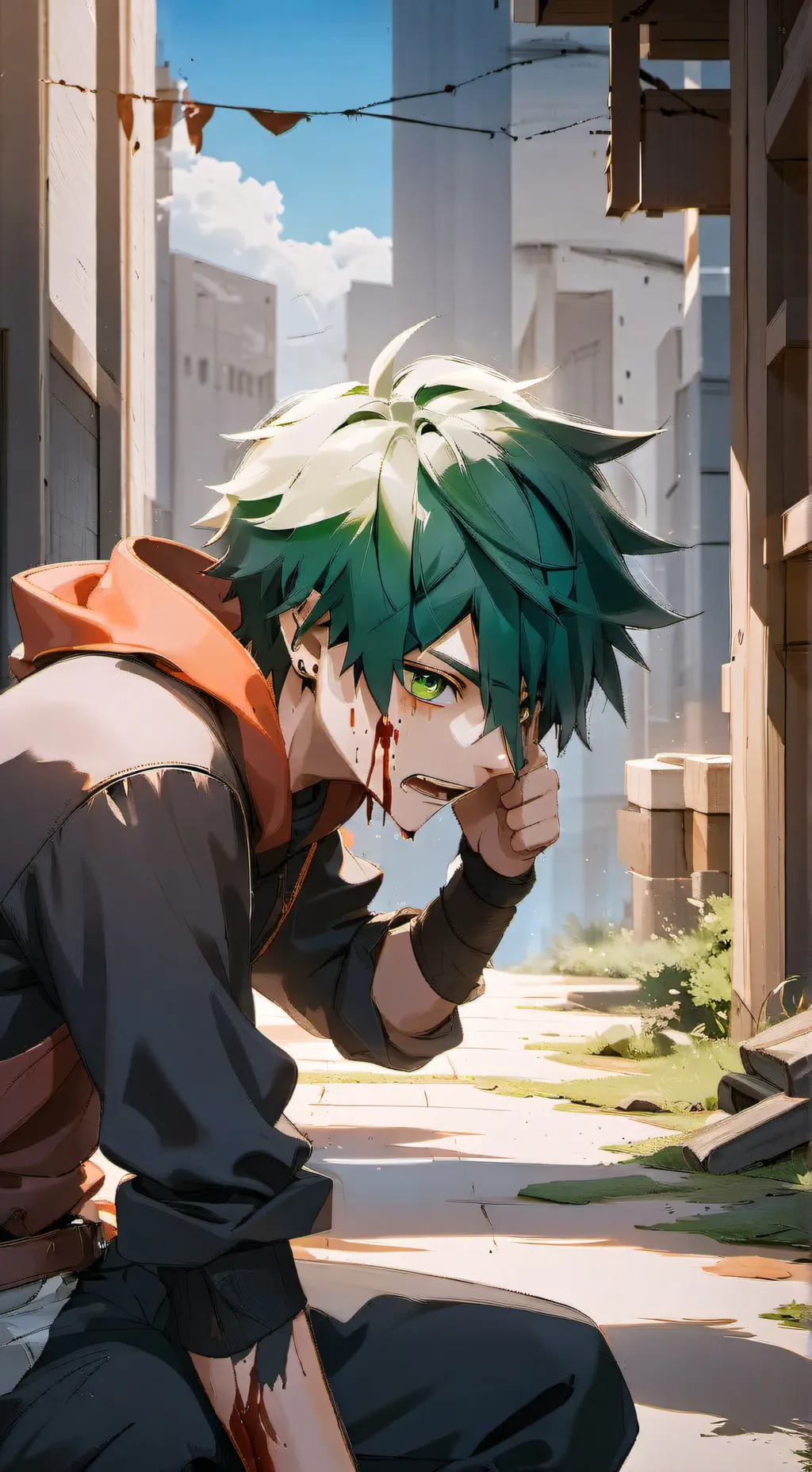 ai character: Hurt Izuku background