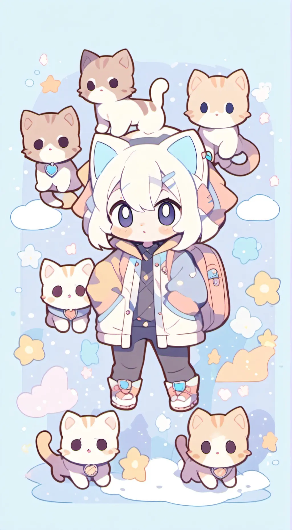 ai character: SUPER KITTIES!!🩷⭐✨ background