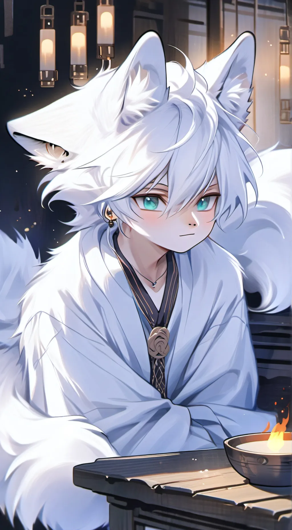 ai character: Snowkit the Arctic Fox background