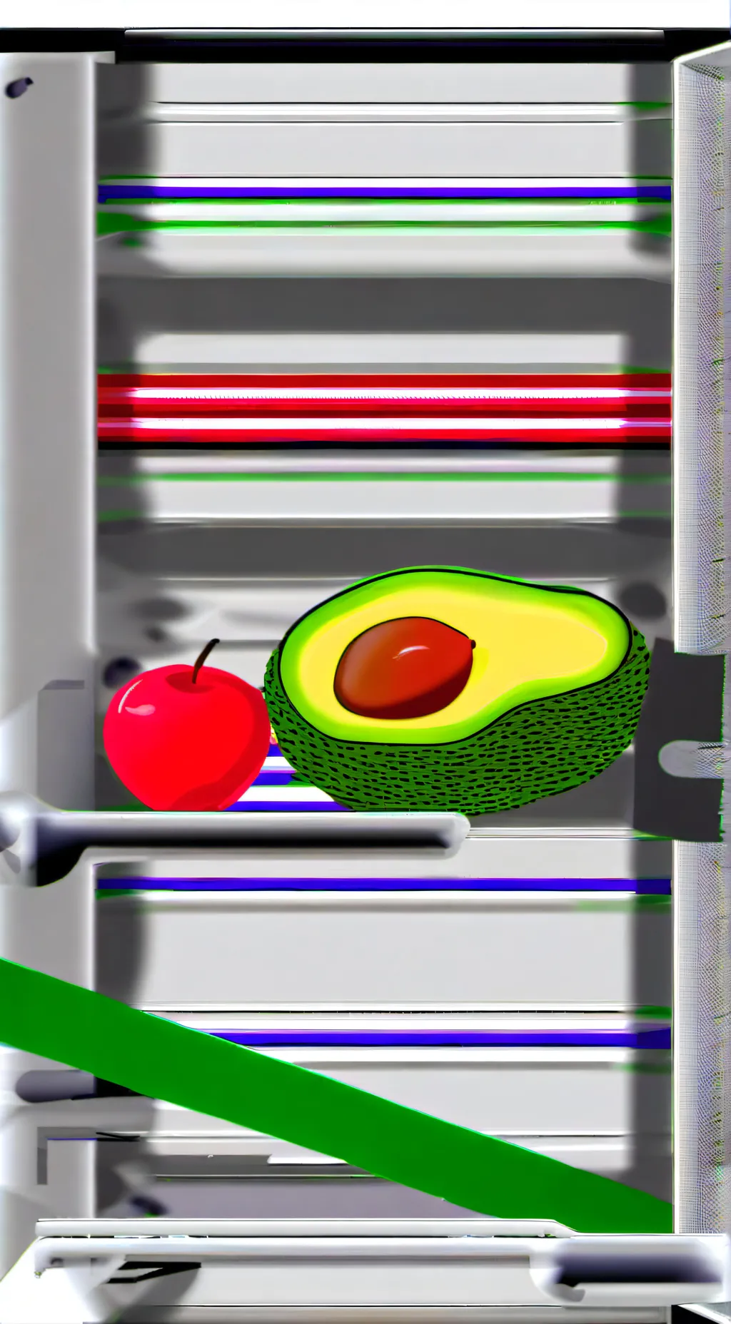 ai character: manzana y aguacate background