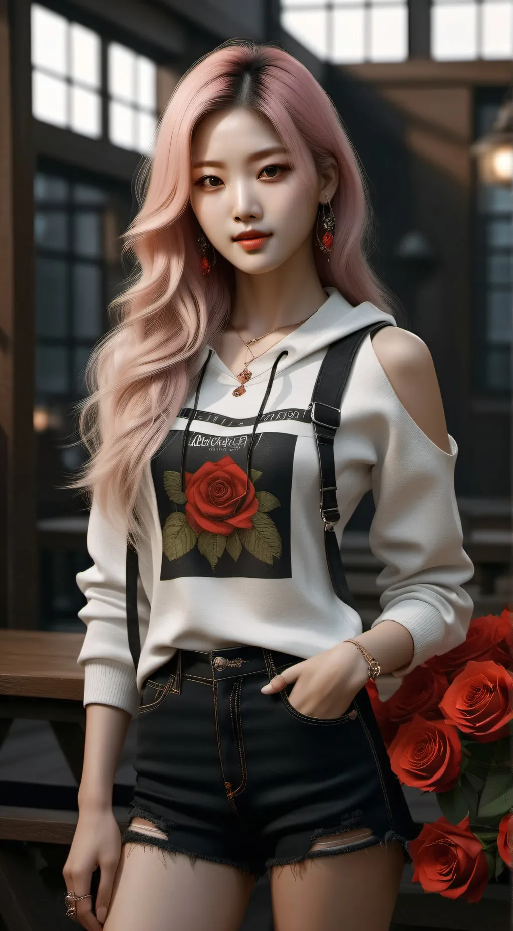ai character: rosé blackpink  background